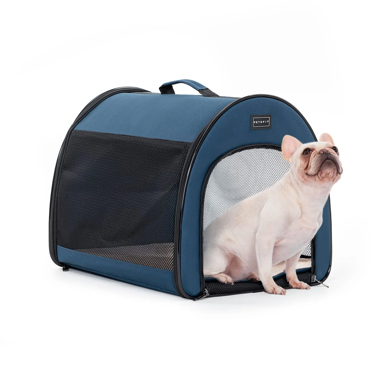 Petsfit Borsa per Cani Trasportino Pieghevole con Tasche e Cuscino, Blu, 42 x 48.5 x 41.5cm - immagine 8