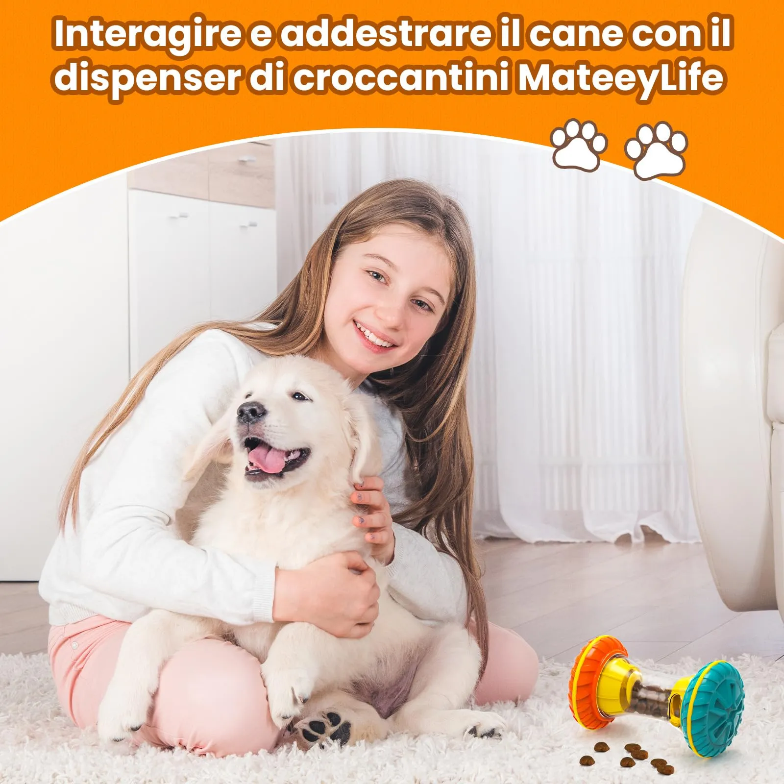 MateeyLife Giochi per Cani Interattivi con Slow Feeder e Puzzle Anti Noia, Taglia Media, Arancione - immagine 4