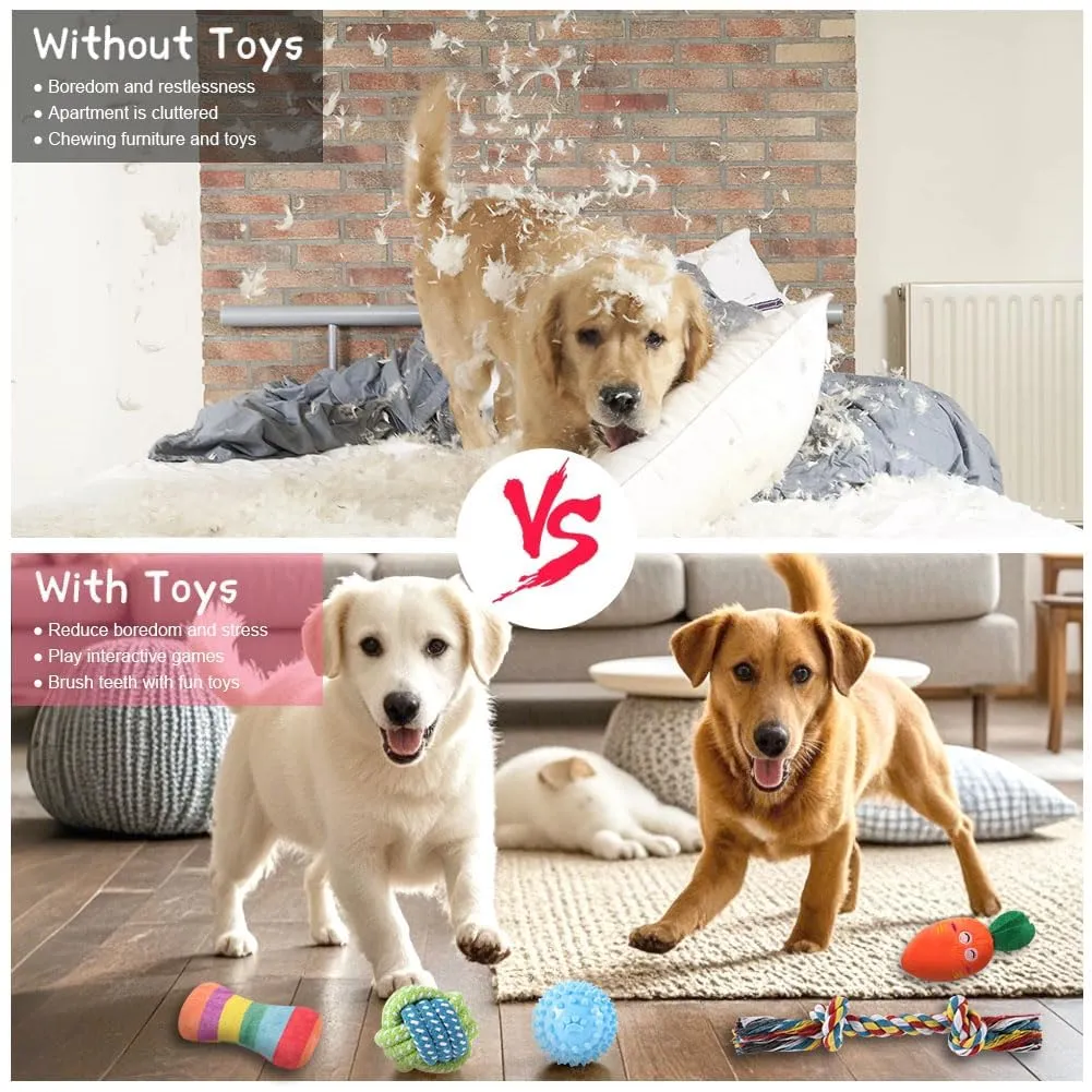 AMFUN Set di 9 Giocattoli da Masticare per Cuccioli e Cani di Piccola Taglia in Cotone Naturale - immagine 6