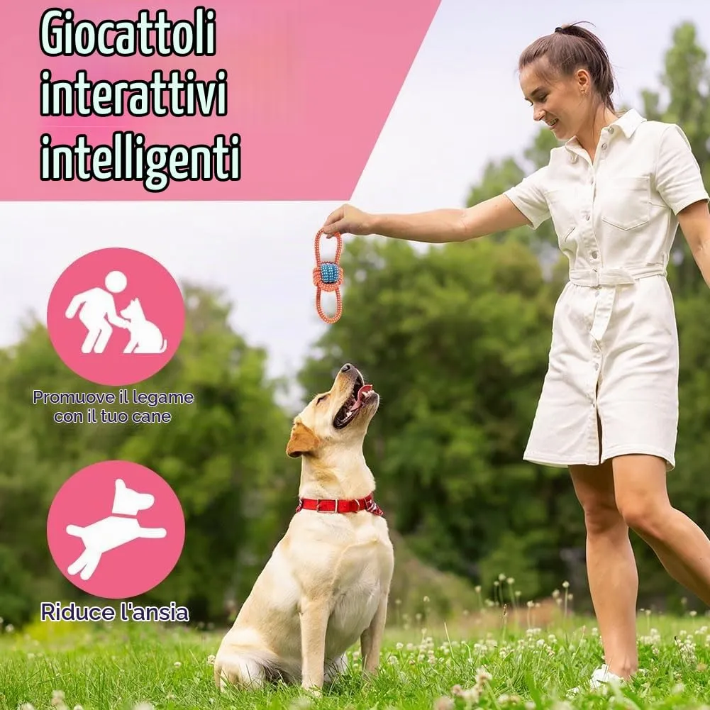 AMFUN Set di 9 Giocattoli da Masticare per Cuccioli e Cani di Piccola Taglia in Cotone Naturale - immagine 7