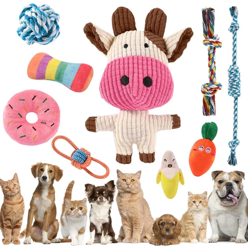 AMFUN Set di 9 Giocattoli da Masticare per Cuccioli e Cani di Piccola Taglia in Cotone Naturale - immagine 9