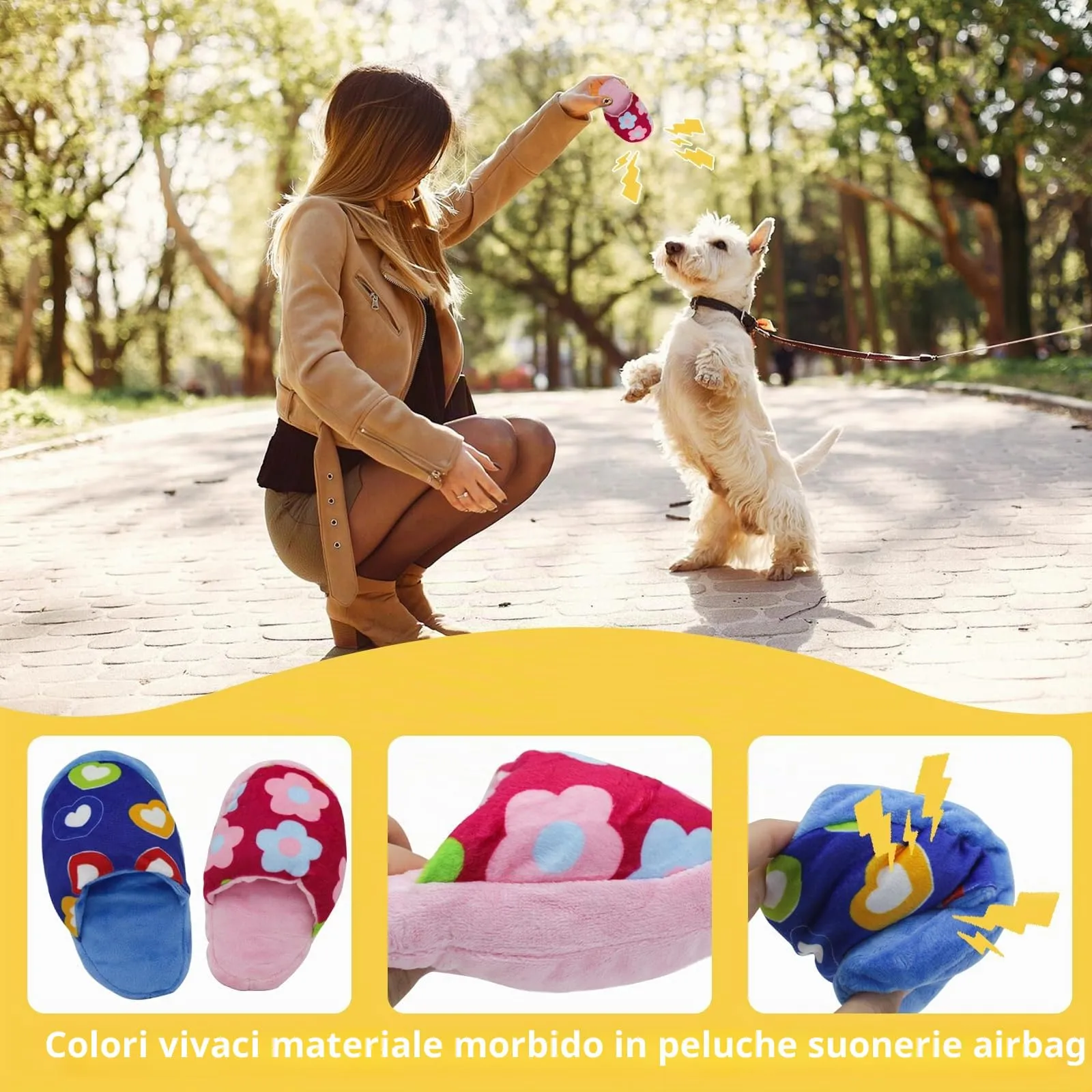 FuninCrea Giocattolo di Peluche a Forma di Pantofola per Cani e Cuccioli, Giocattolo Interattivo da Masticare Durevole - immagine 3