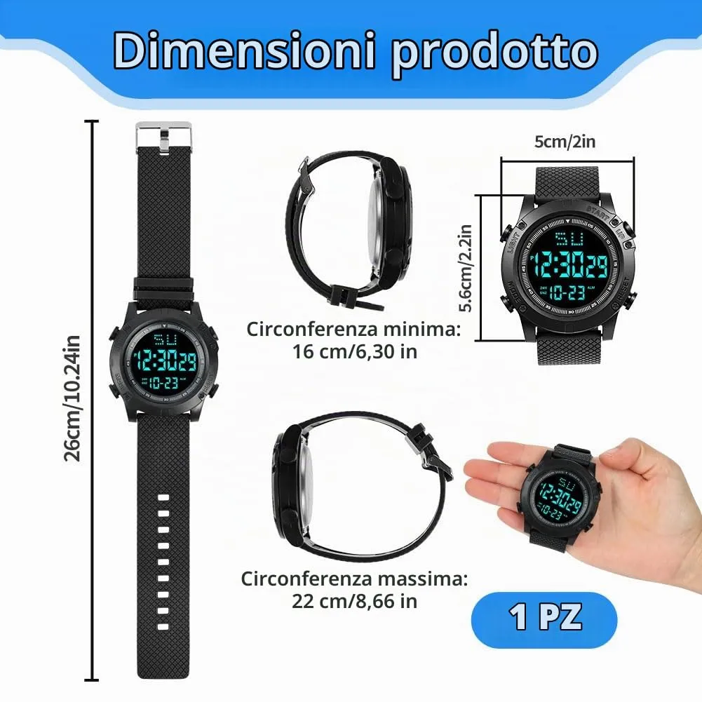 OFFCUP Orologio Digitale da Uomo, Cronografo Sportivo Casual - immagine 2