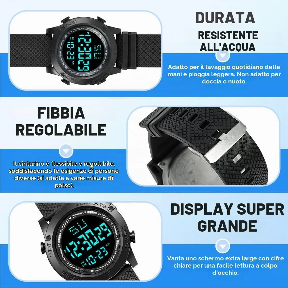 OFFCUP Orologio Digitale da Uomo, Cronografo Sportivo Casual - immagine 3