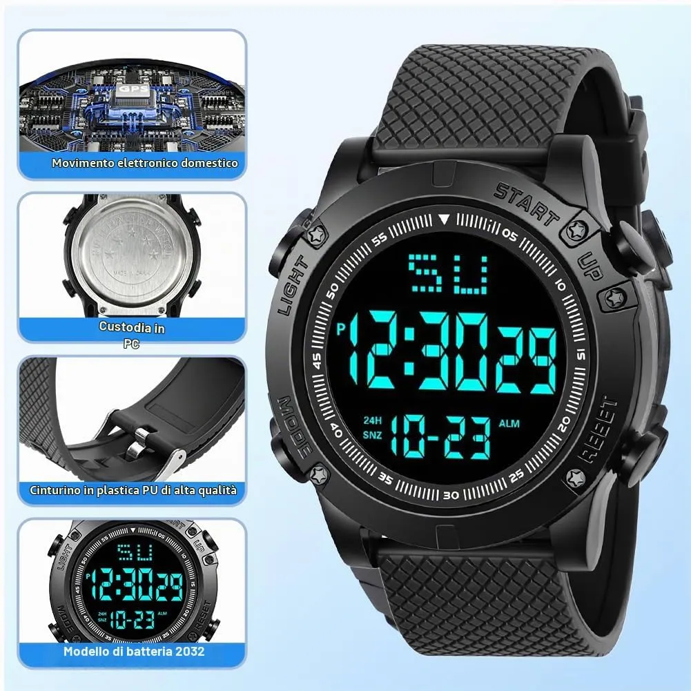 OFFCUP Orologio Digitale da Uomo, Cronografo Sportivo Casual - immagine 6