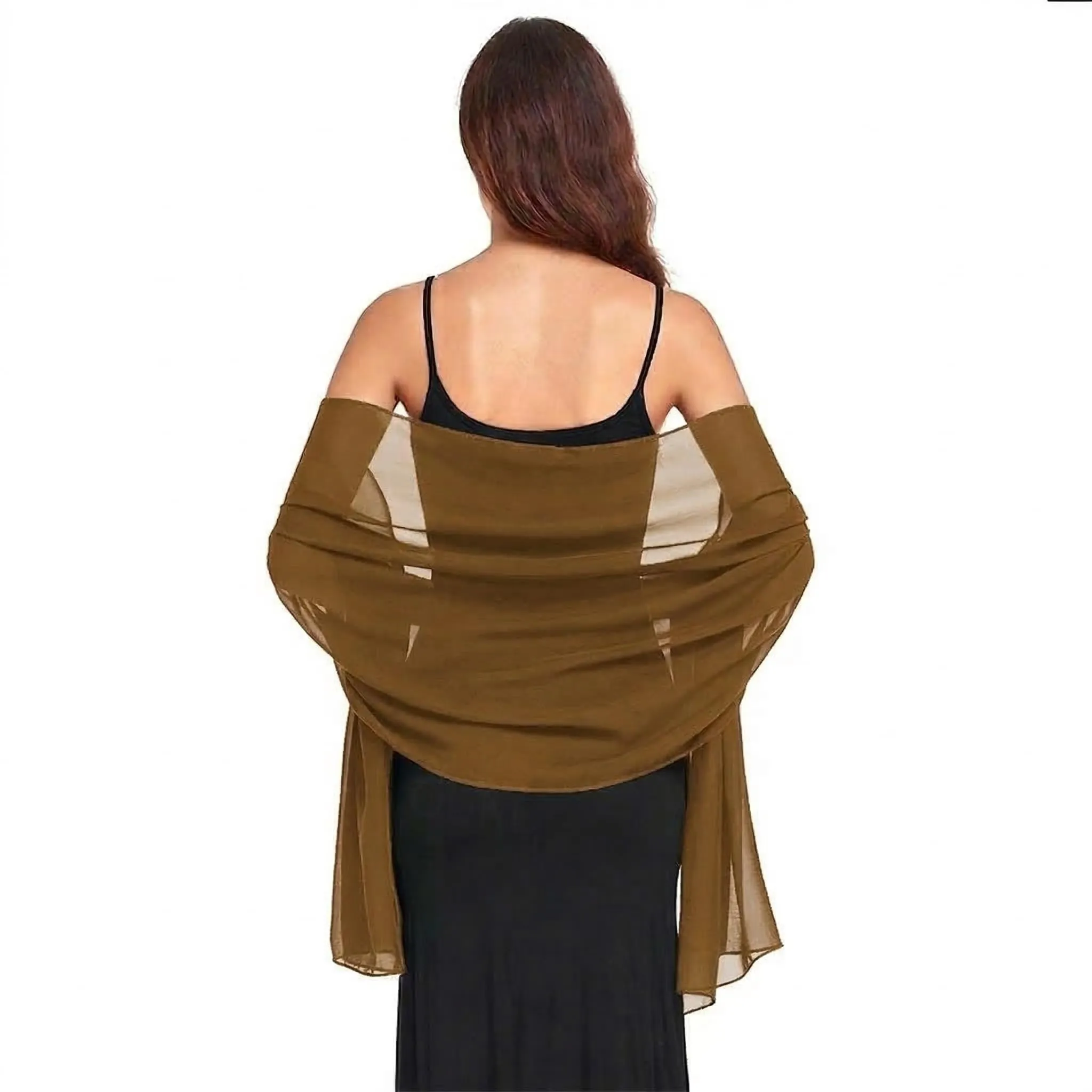 Van Der Rich Stola in Mussola di Seta Foulard Scialle Leggero Donna Marrone - immagine 1