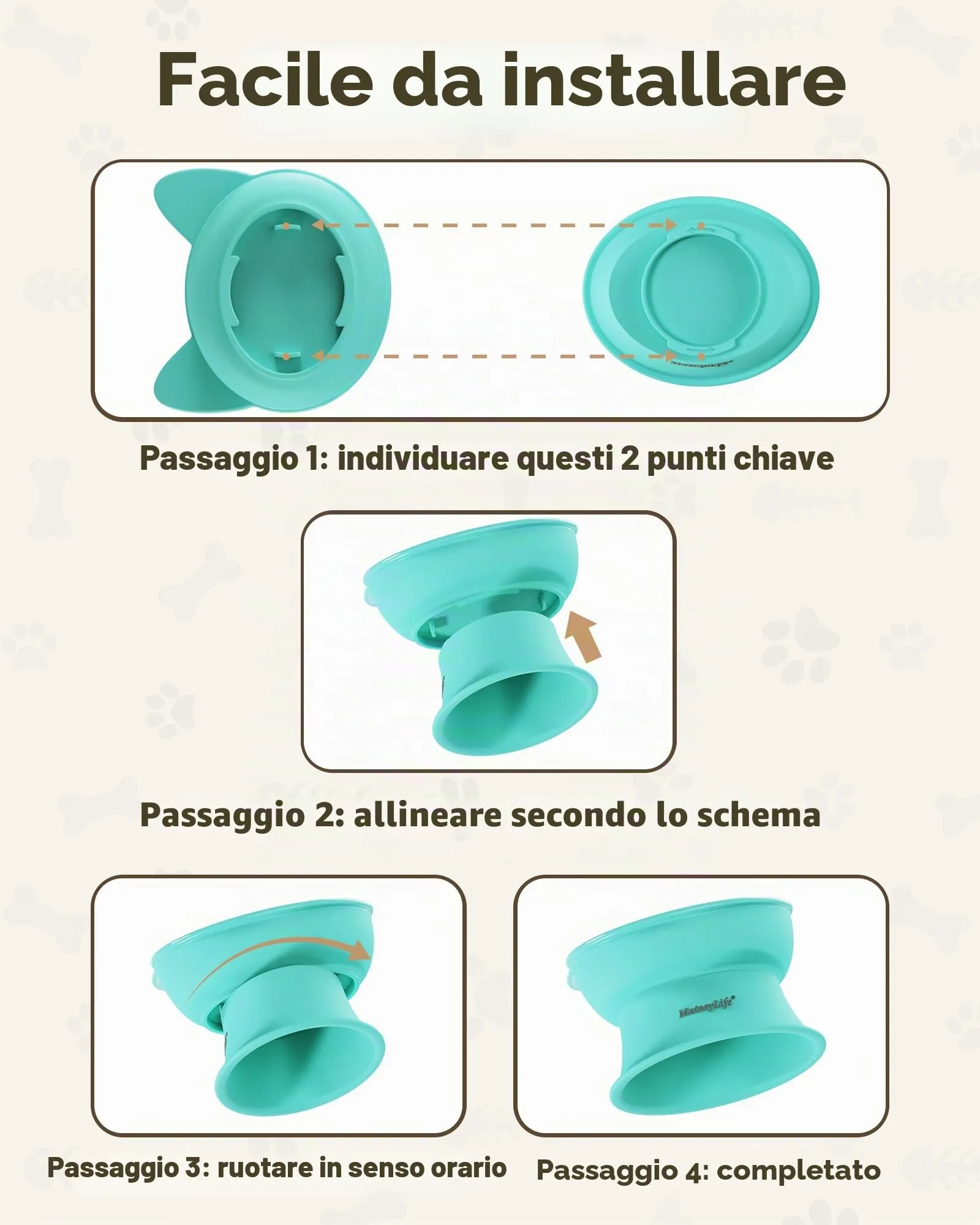 MateeyLife Ciotole per Gatti Rialzate, Set da 2, Rosa e Verde - immagine 7