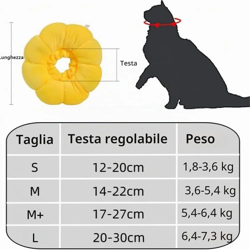 MHwan Collare Elisabettiano per Gatti in Cotone Scamosciato Traspirante, Taglia S, Giallo - immagine 6