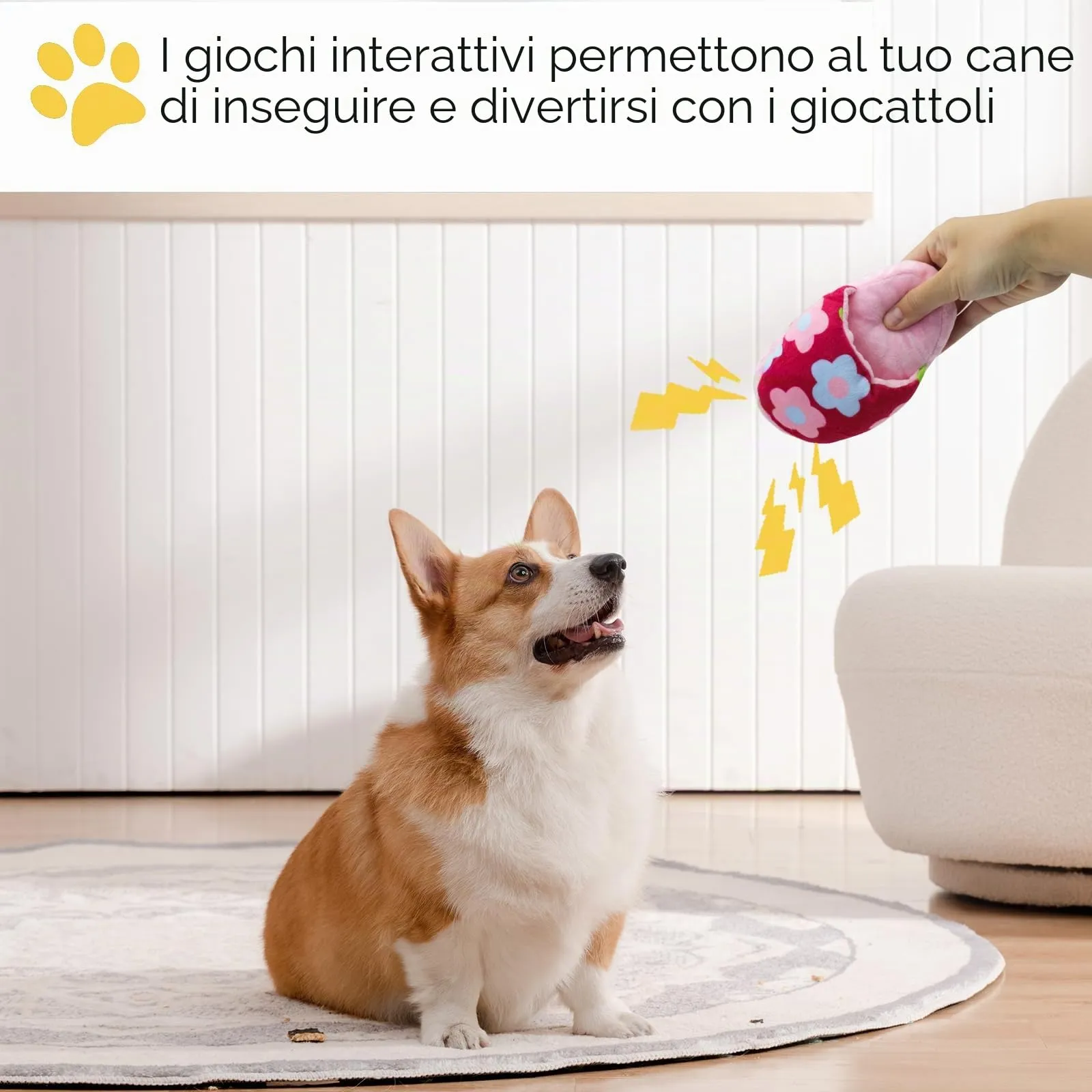 FuninCrea Giocattolo in peluche per cani e cuccioli di taglia media, a forma di pantofolini, Fiori - immagine 5