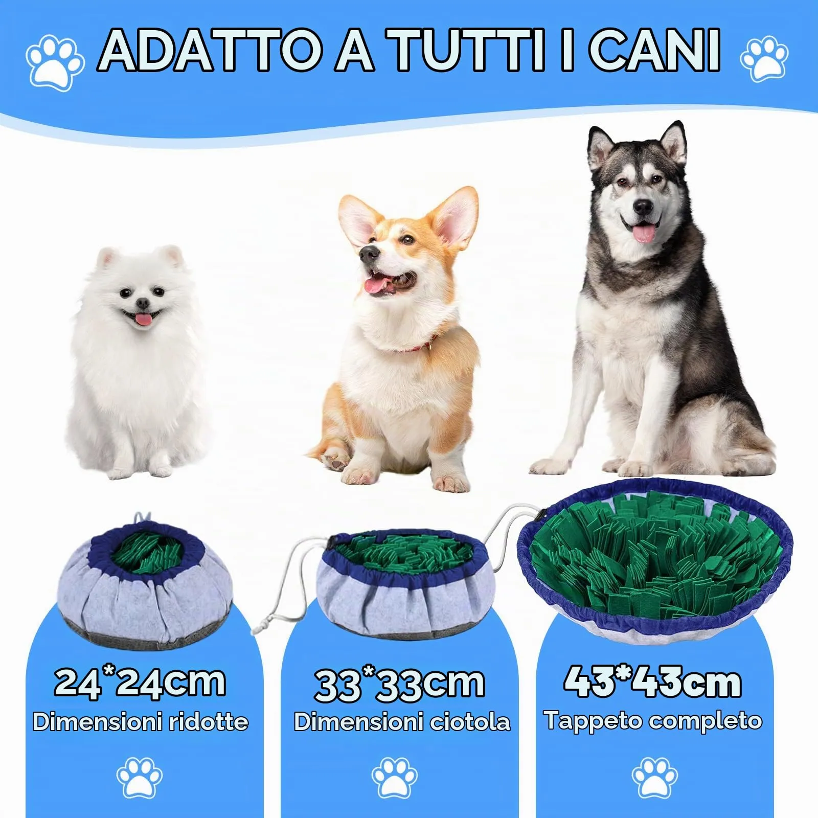 AMFUN Tappeto Olfattivo per Cani, 48 x 48 cm, Lavabile e Antiscivolo, Verde - immagine 3