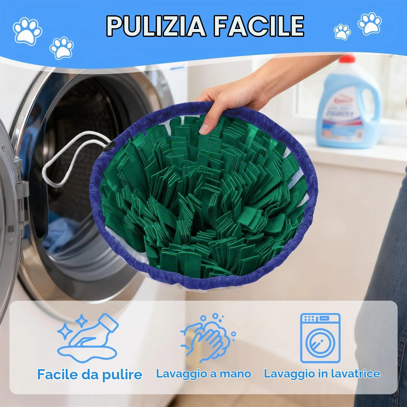 AMFUN Tappeto Olfattivo per Cani, 48 x 48 cm, Lavabile e Antiscivolo, Verde - immagine 7