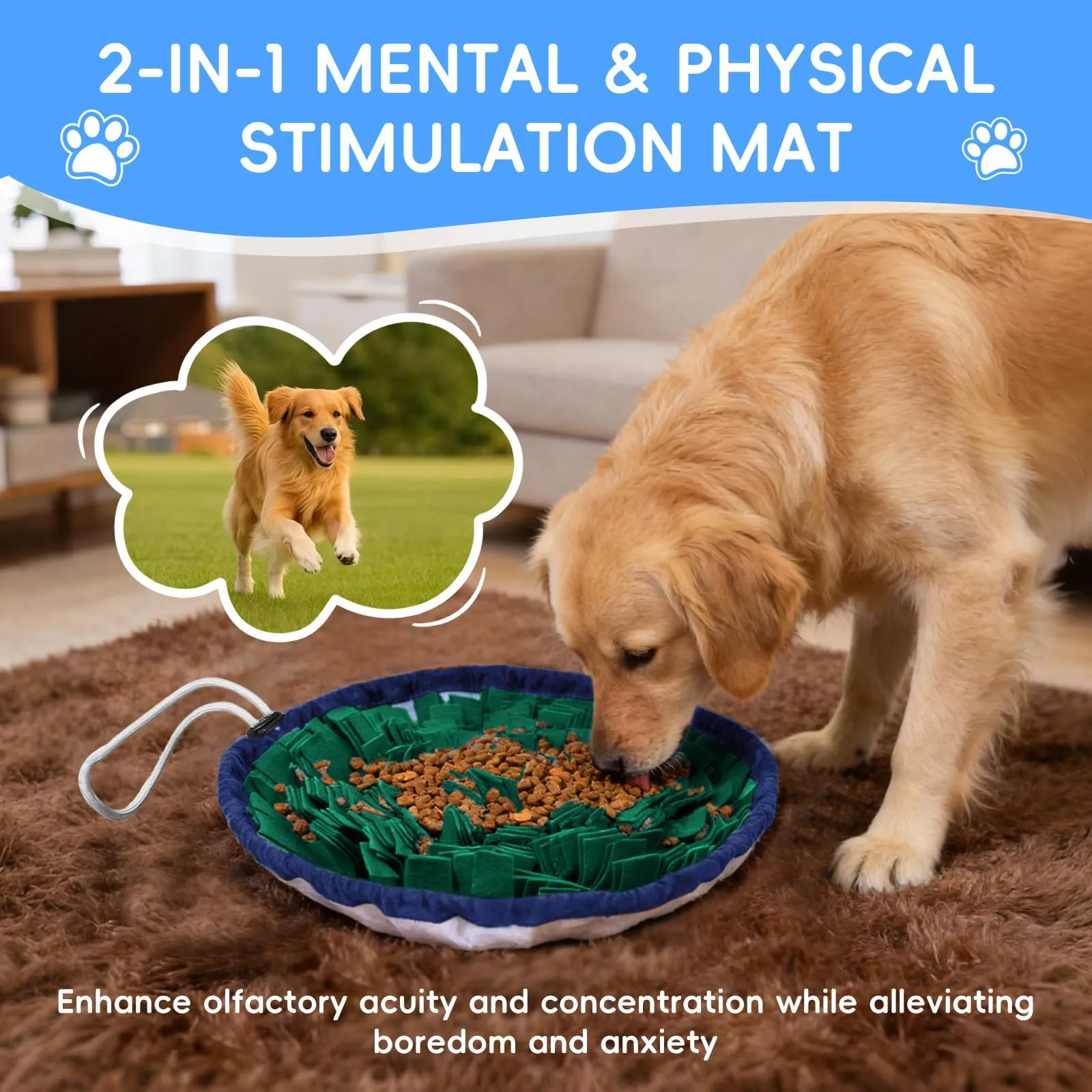 AMFUN Tappeto Olfattivo per Cani, 48 x 48 cm, Lavabile e Antiscivolo, Verde - immagine 8
