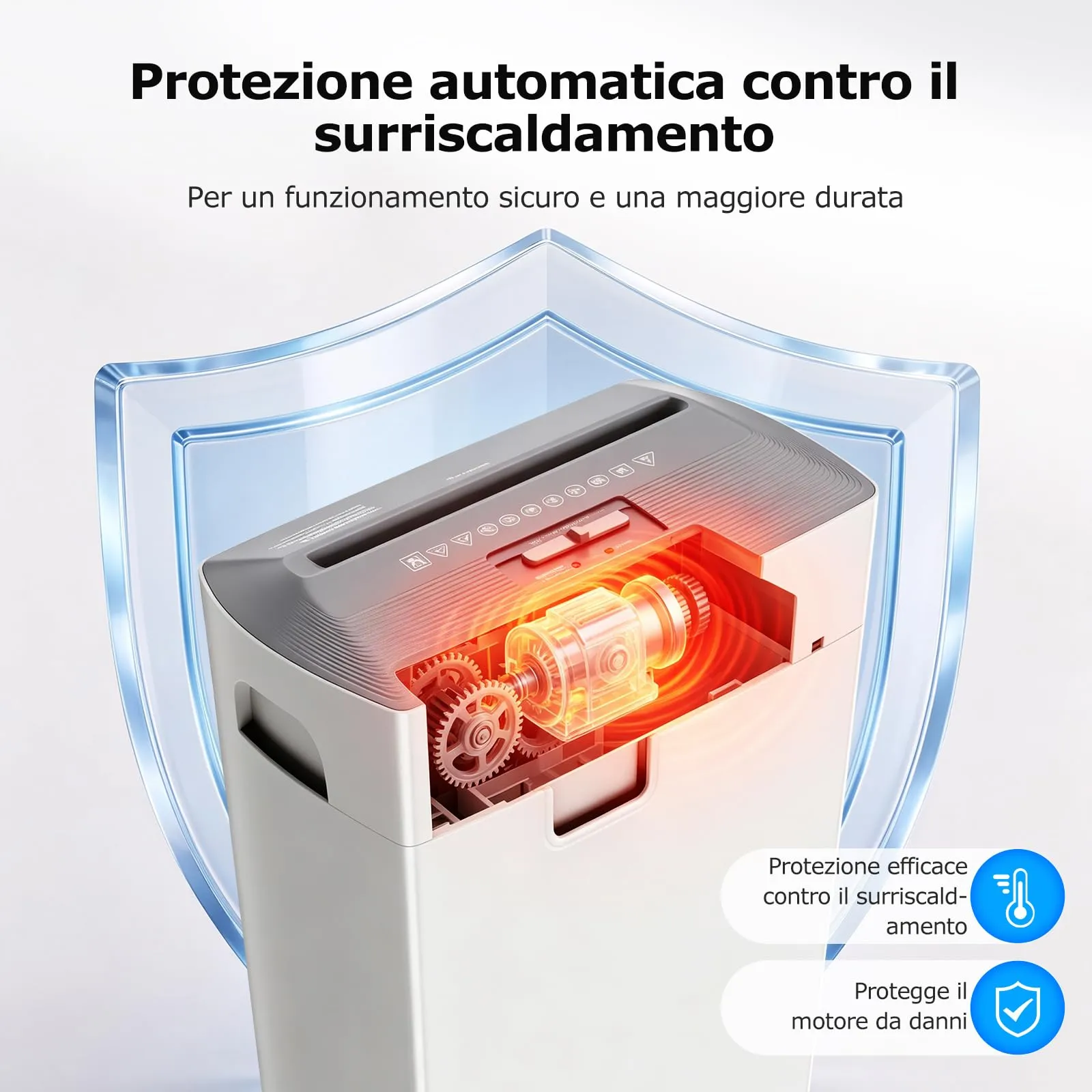 BONSEN Distruggidocumenti Microframmento 12 Fogli, S5211-W, Bianco - immagine 6