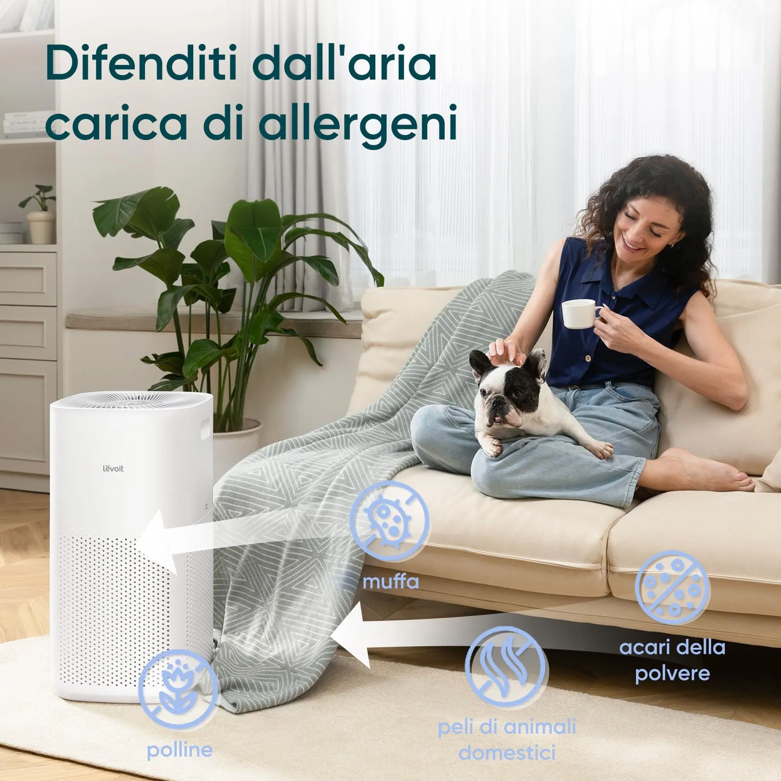 Levoit Core 600S Purificatore d'Aria Smart, CADR 697m³/h, fino a 147m² - immagine 3