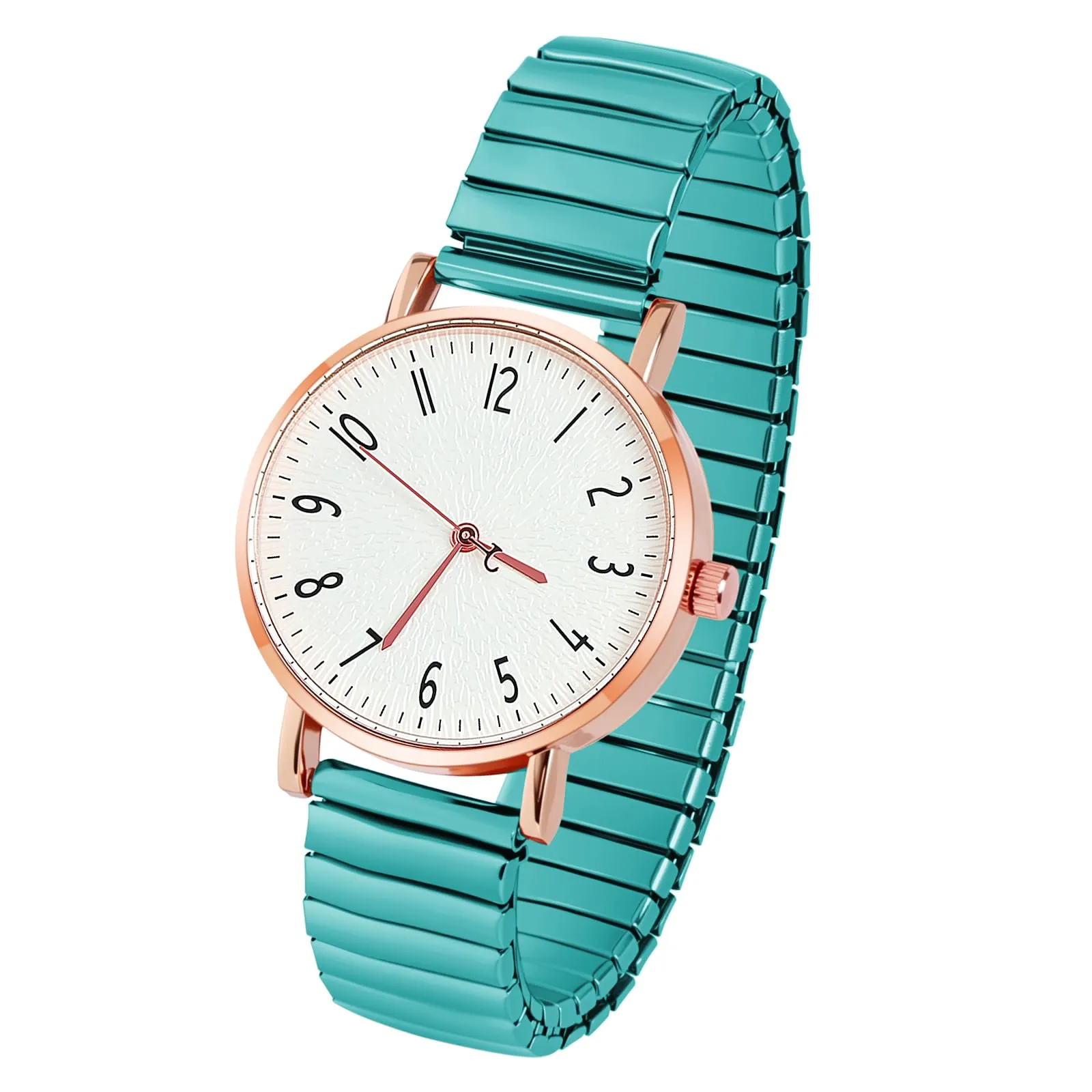 AOOSU Orologio Analogico da Donna con Cinturino in Metallo Elastico, Verde - immagine 1