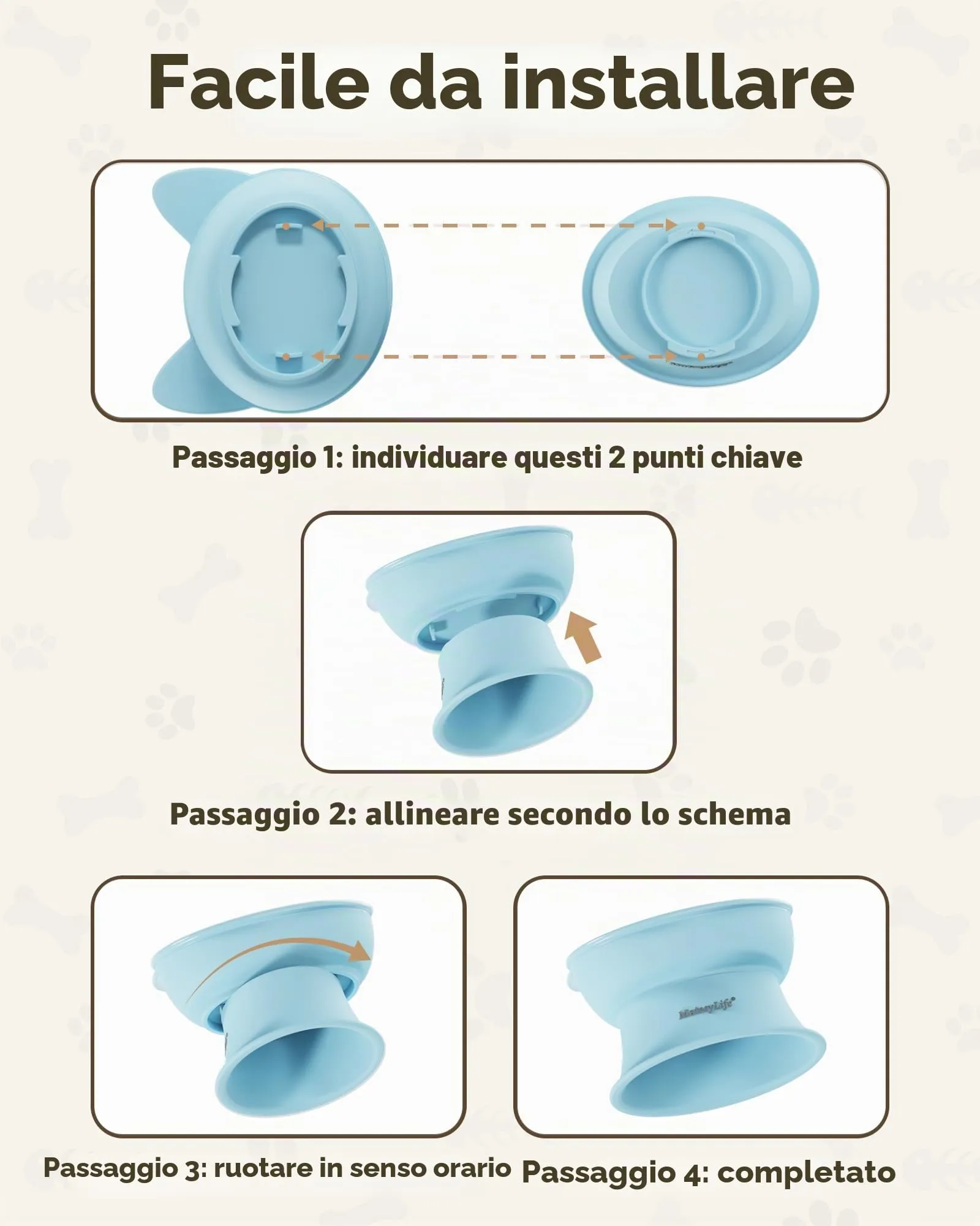 MateeyLife Ciotole per Gatti Rialzate, Set da 2, Blu & Giallo - immagine 7