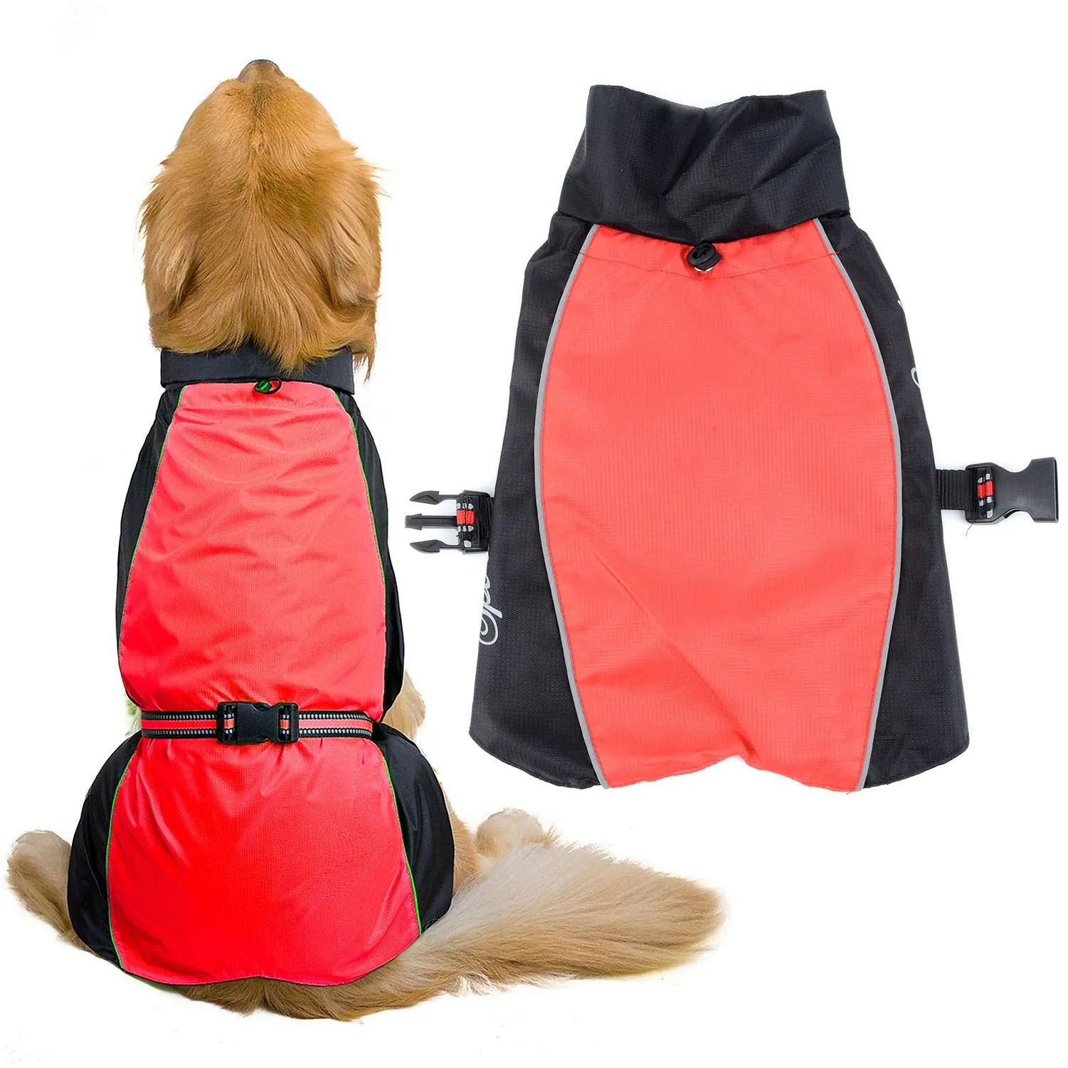 Zunea Impermeabile per Cani Taglia Media e Grande Riflettente Antivento Rosso 4XL - immagine 2