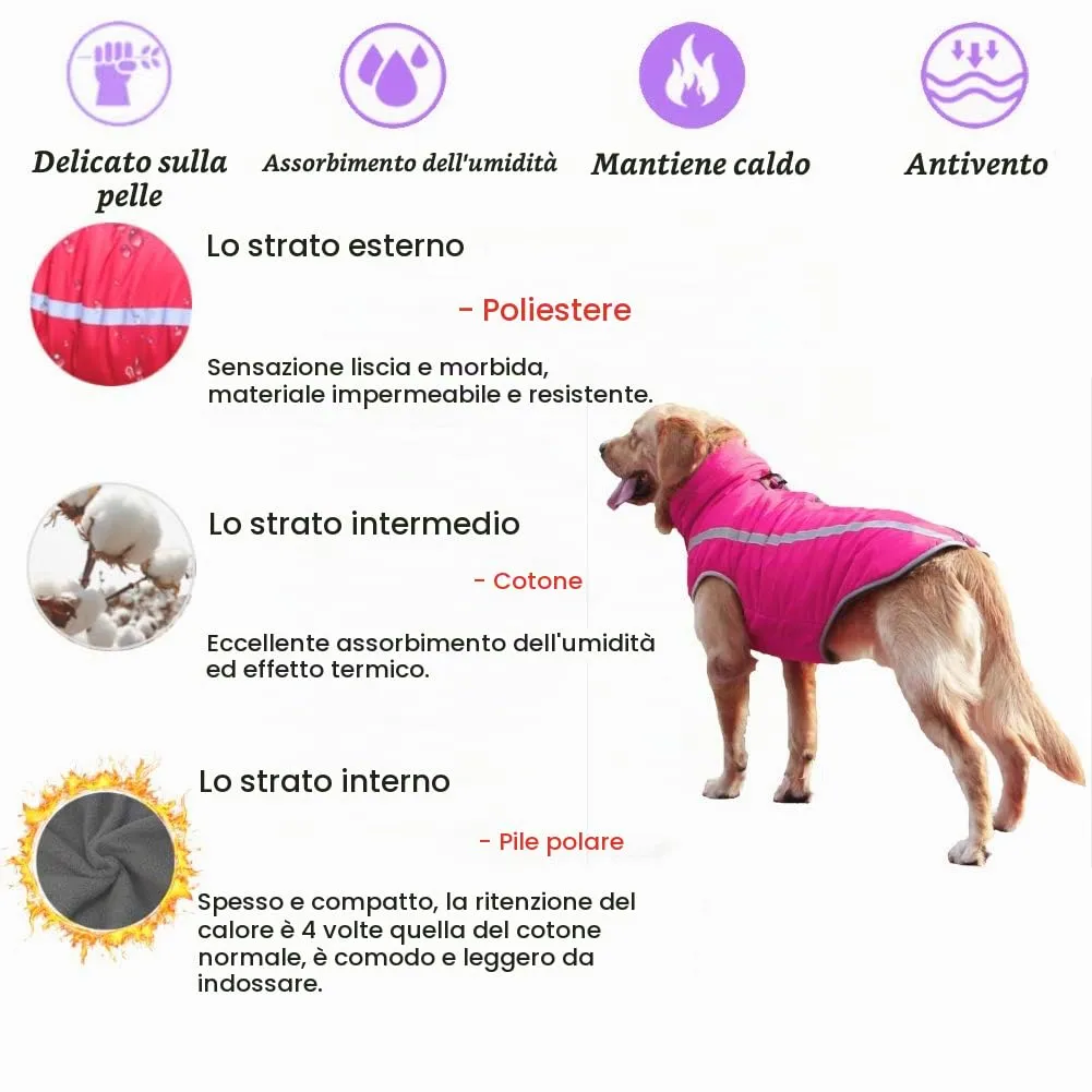 FEimaX Cappotto Invernale per Cani Impermeabile Antivento Riflettente in Pile con Foro per Imbracatura - immagine 4