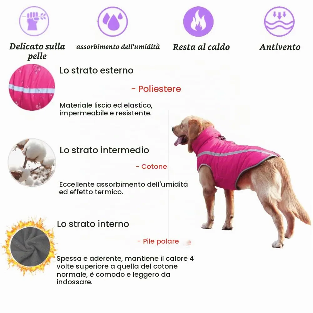FEimaX Cappotto Invernale per Cani, Giacca Impermeabile, Antivento e Riflettente in Pile con Foro per Imbracatura - immagine 4