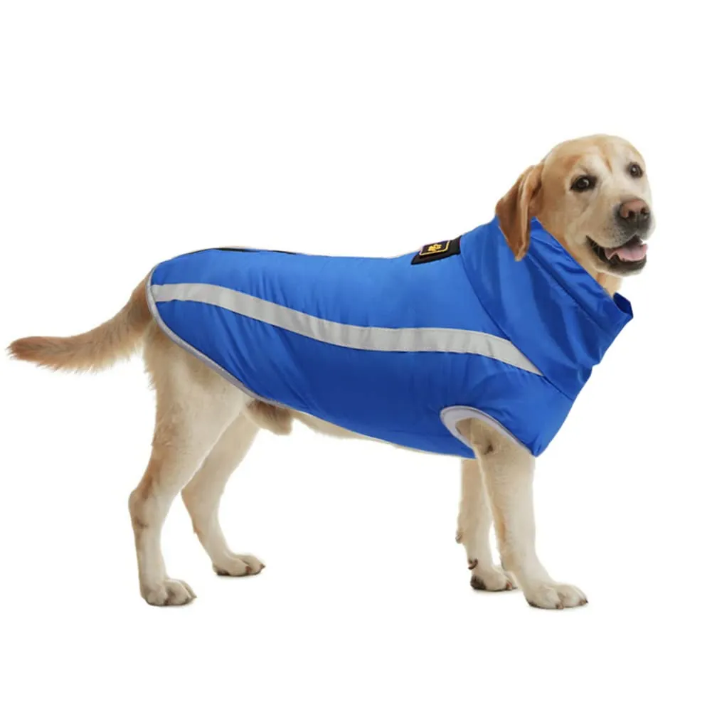 FEimaX Cappotto Invernale per Cani, Giacca Impermeabile, Antivento e Riflettente in Pile con Foro per Imbracatura, Taglia 5XL, Blu - immagine 2