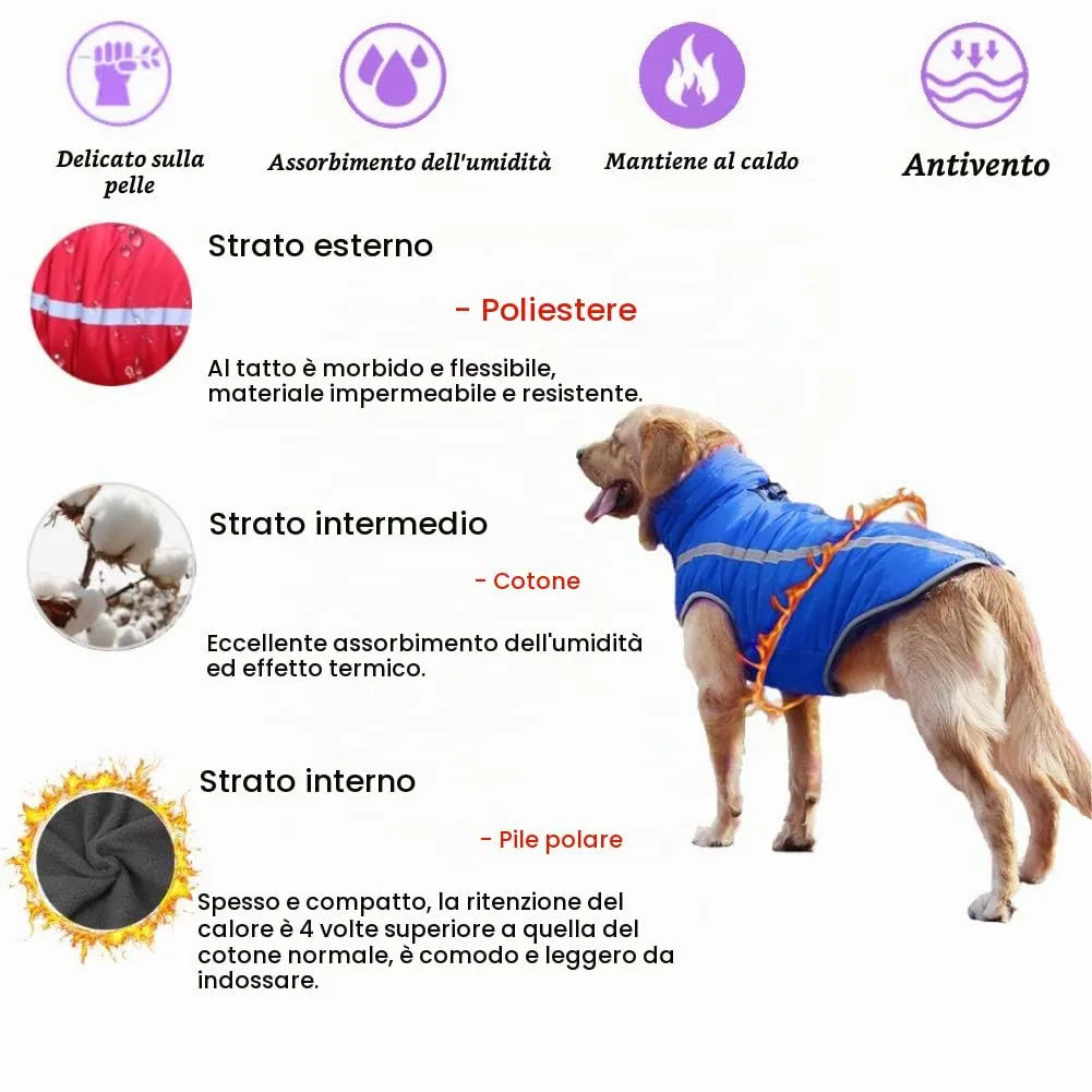 FEimaX Cappotto Invernale per Cani, Giacca Impermeabile, Antivento e Riflettente in Pile con Foro per Imbracatura, Taglia 5XL, Blu - immagine 4