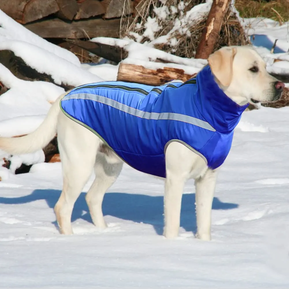 FEimaX Cappotto Invernale per Cani, Giacca Impermeabile, Antivento e Riflettente in Pile con Foro per Imbracatura, Taglia 5XL, Blu - immagine 6