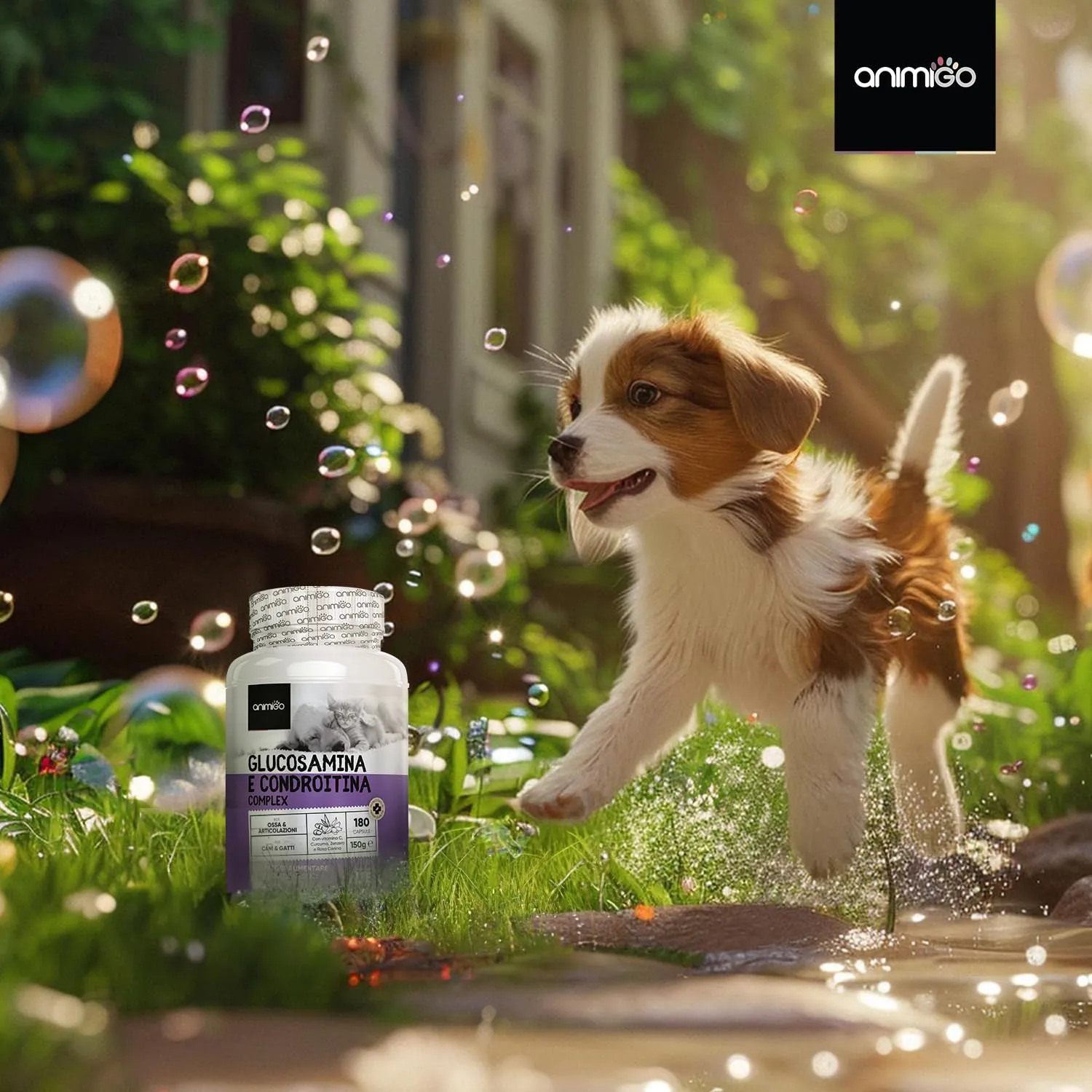 animigo Integratore Articolazioni per Cane e Gatto con Glucosamina, Condroitina, Vitamina C, Curcuma, Zenzero e Rosa Canina, 180 Capsule - immagine 10