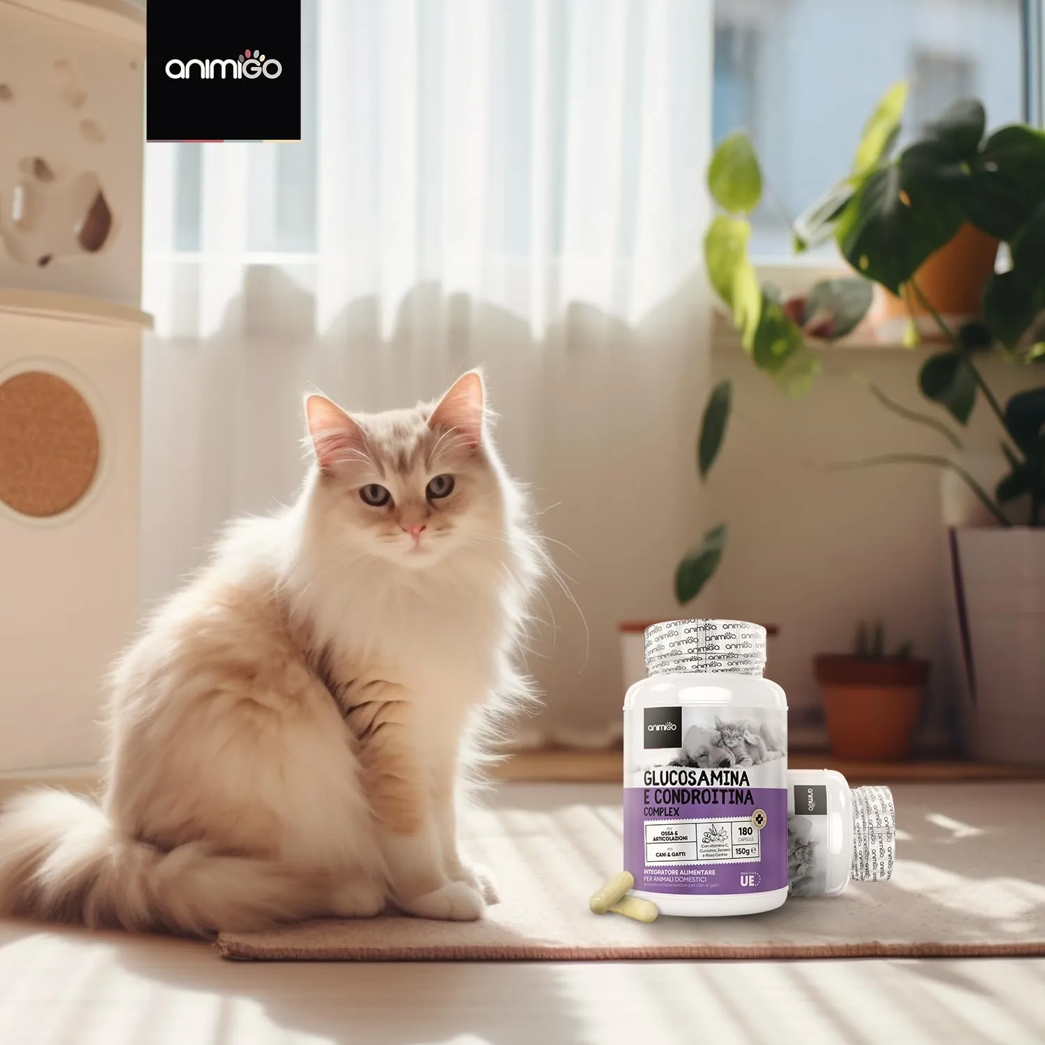 animigo Integratore Articolazioni per Cane e Gatto con Glucosamina, Condroitina, Vitamina C, Curcuma, Zenzero e Rosa Canina, 180 Capsule - immagine 11