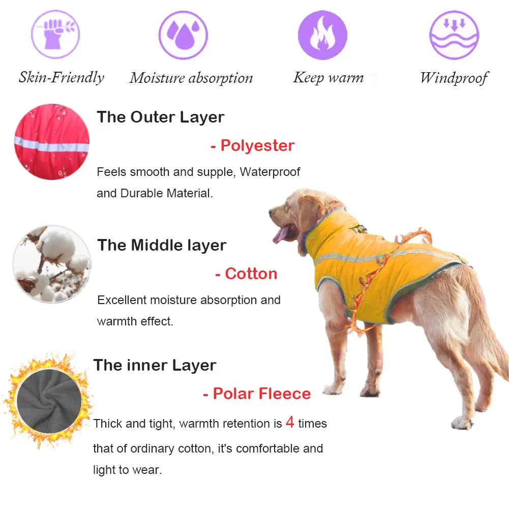 FEimaX Cappotto Invernale per Cani, Giacca Impermeabile, Antivento e Riflettente in Pile con Foro per Imbracatura - immagine 4