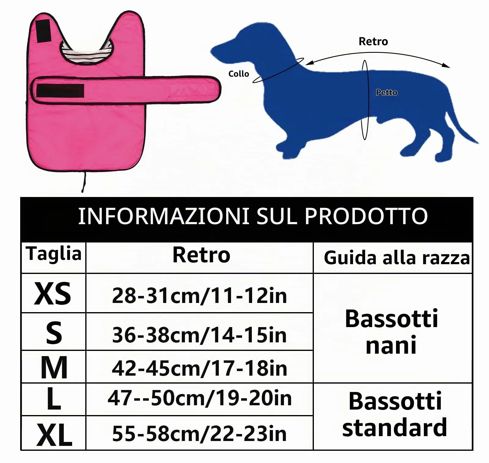 Geyecete Cappotto Impermeabile per Bassotti e Cani di Taglia Piccola e Media, Rosa, XS - immagine 4