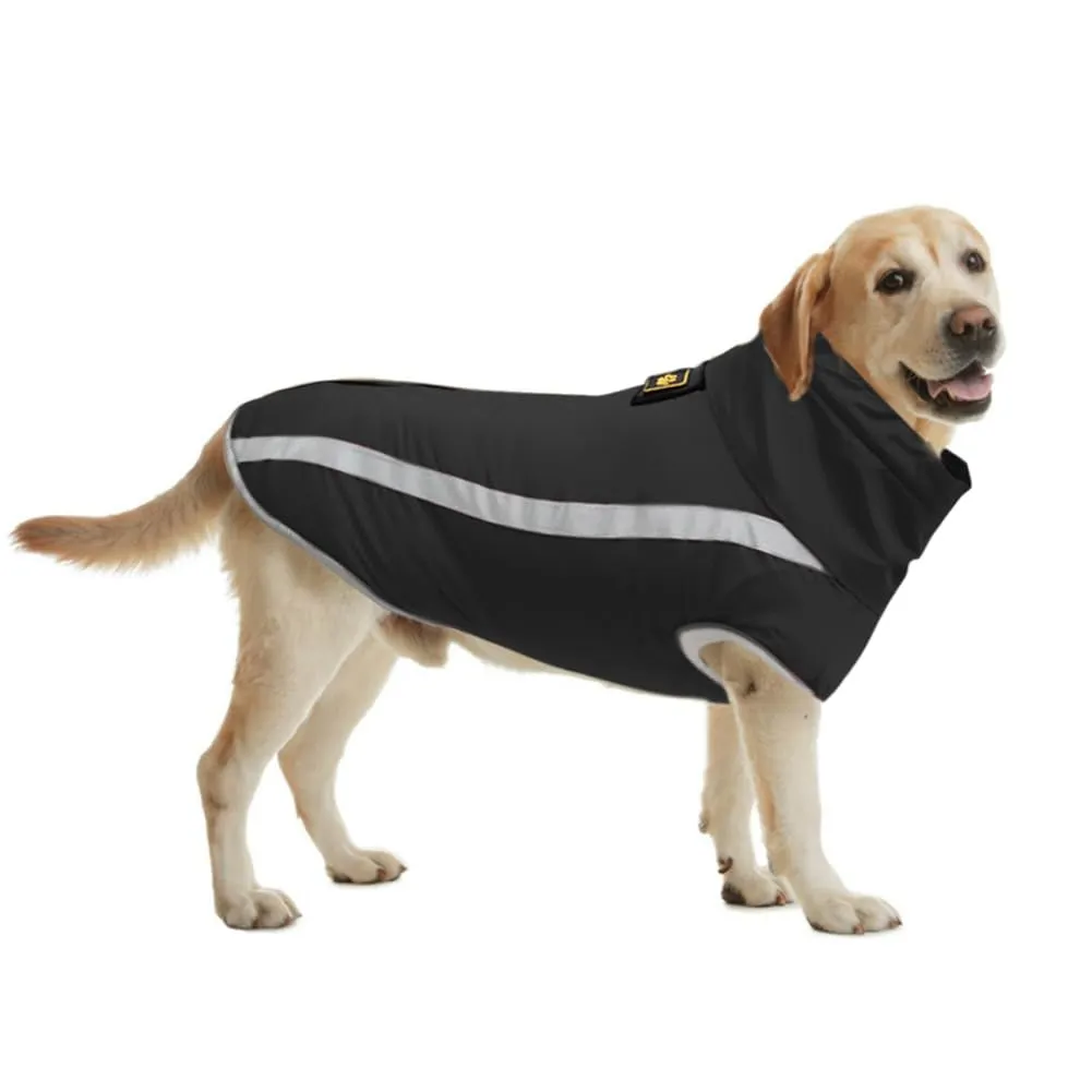 FEimaX Cappotto Invernale per Cani, Giacca Impermeabile, Antivento e Riflettente in Pile con Foro per Imbracatura, Nero, 5XL - immagine 2