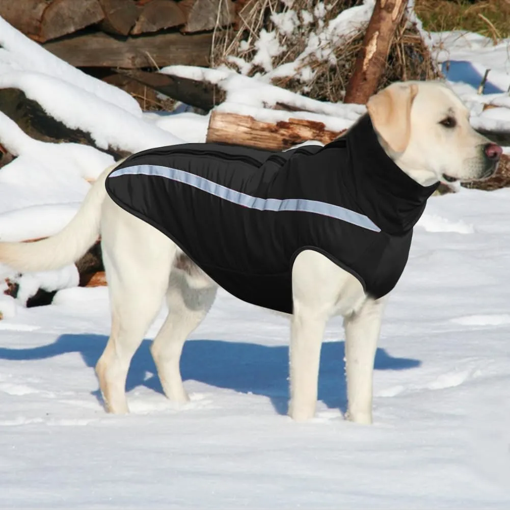 FEimaX Cappotto Invernale per Cani, Giacca Impermeabile, Antivento e Riflettente in Pile con Foro per Imbracatura, Nero, 5XL - immagine 6