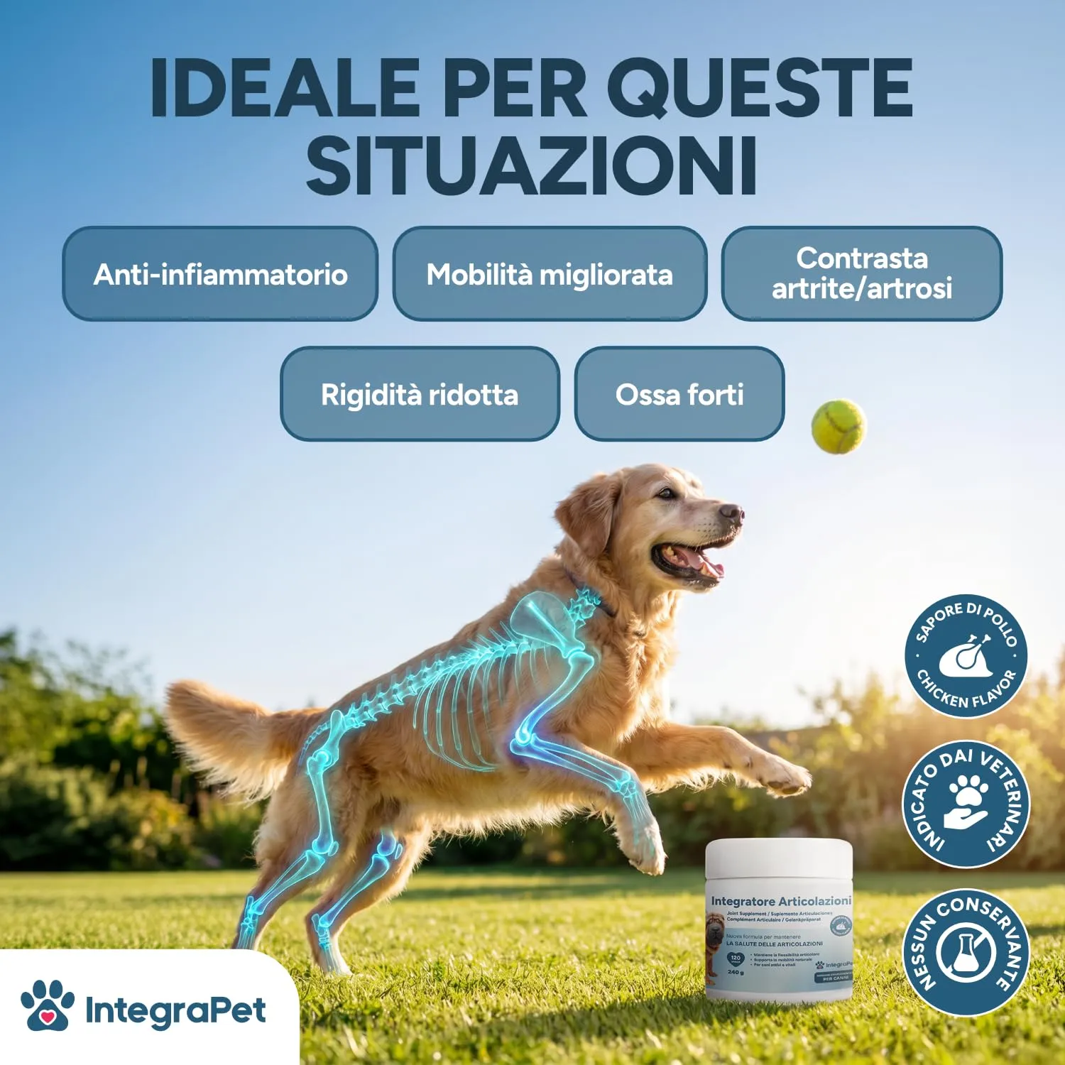 IntegraPet Integratore Articolazioni Cani con Collagene e Magnesio, 120 Snack - immagine 2