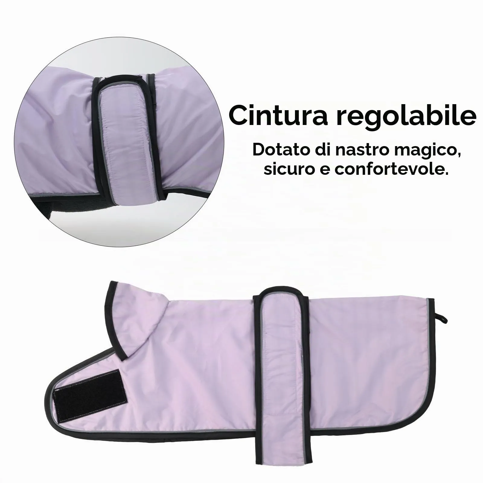 Geyecete Cappotto Impermeabile per Bassotti e Cani di Taglia Piccola e Media con Cintura Regolabile e Dettagli Riflettenti, Viola, S - immagine 2