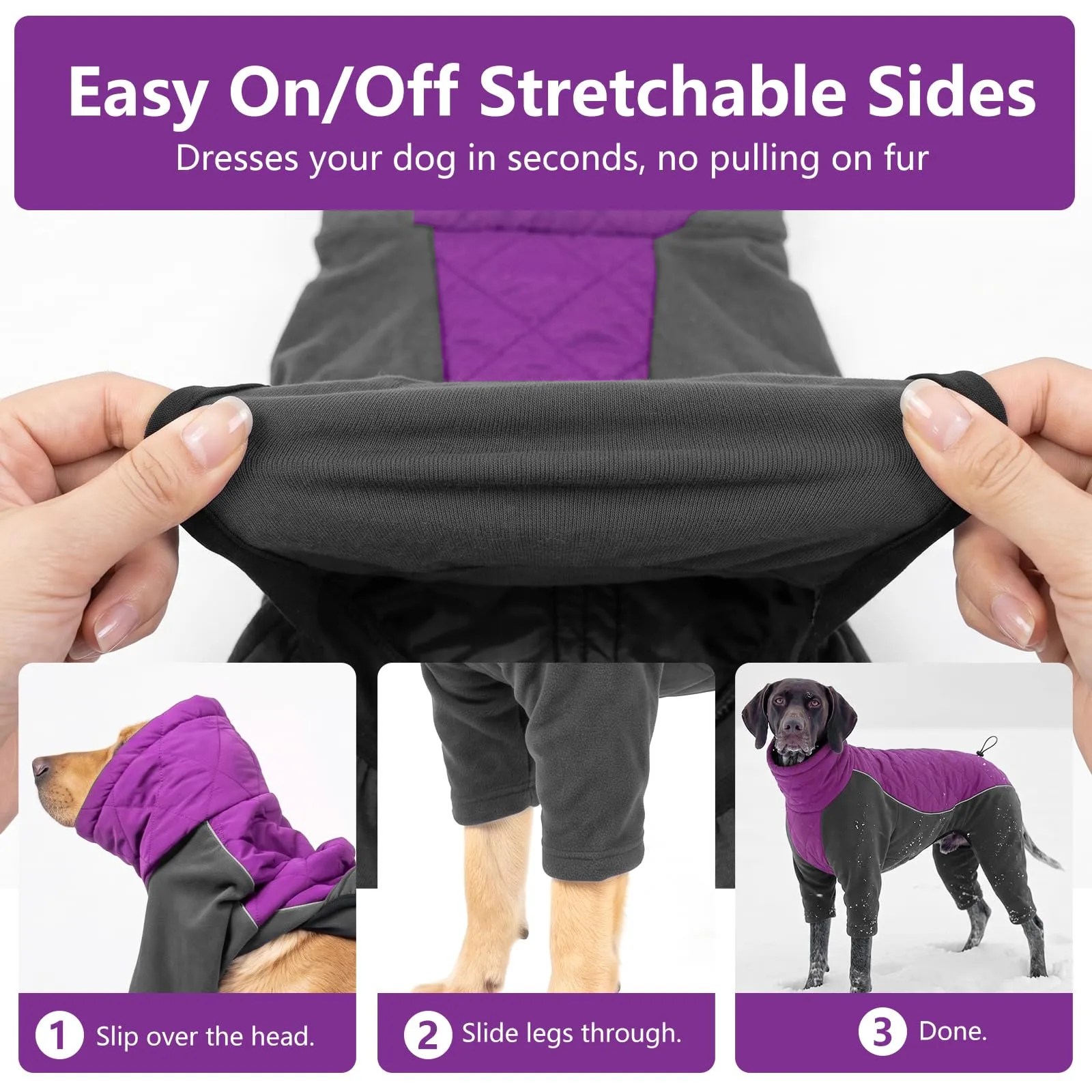 HEYWEAN Manteau pour Chien à Pattes Coupe-Vent Réfléchissant Ajustable Hiver, Rosa, XS - immagine 6