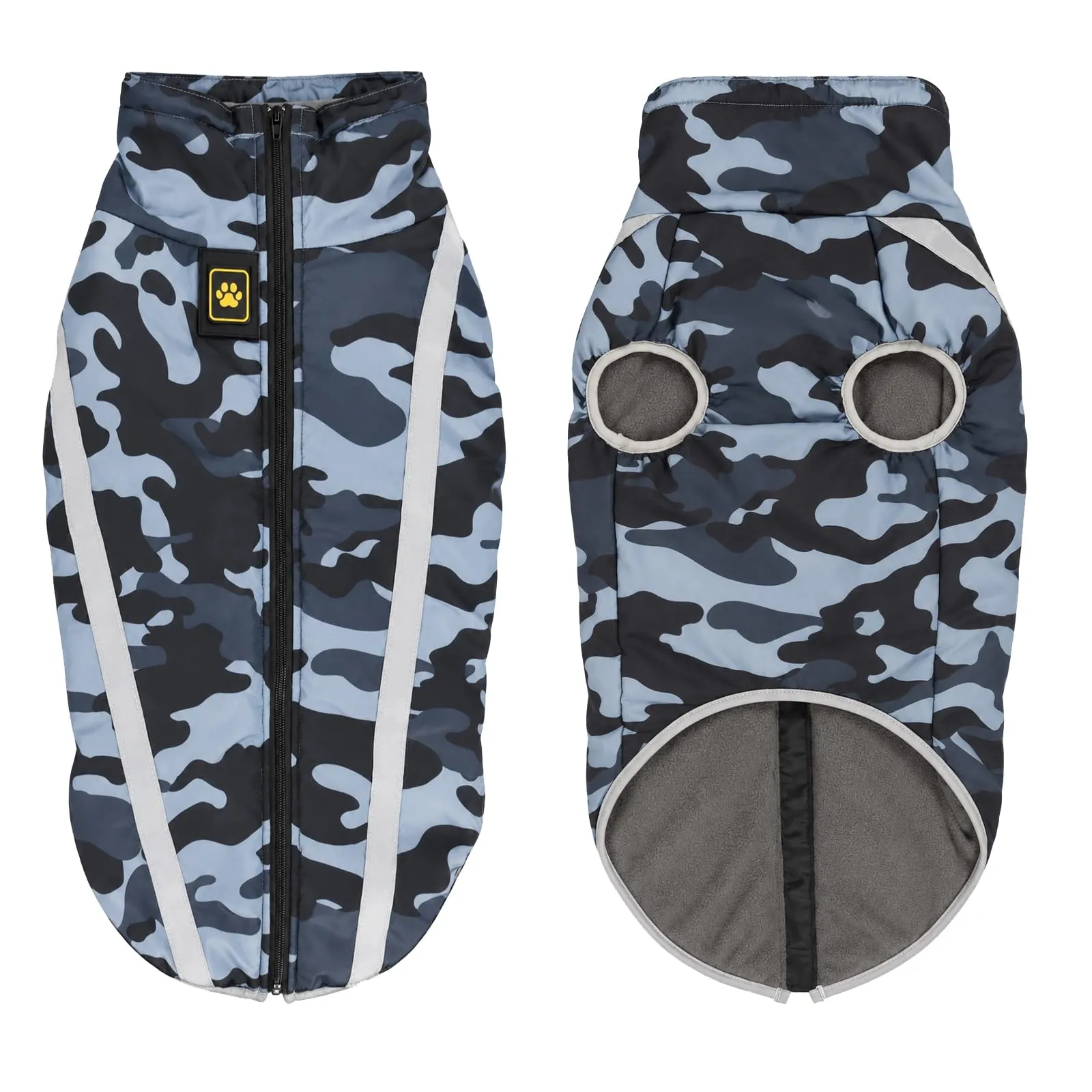 FEimaX Cappotto Invernale per Cani, Giacca Impermeabile Antivento e Riflettente in Pile con Foro per Imbracatura, Camouflage, Taglia XL - immagine 1