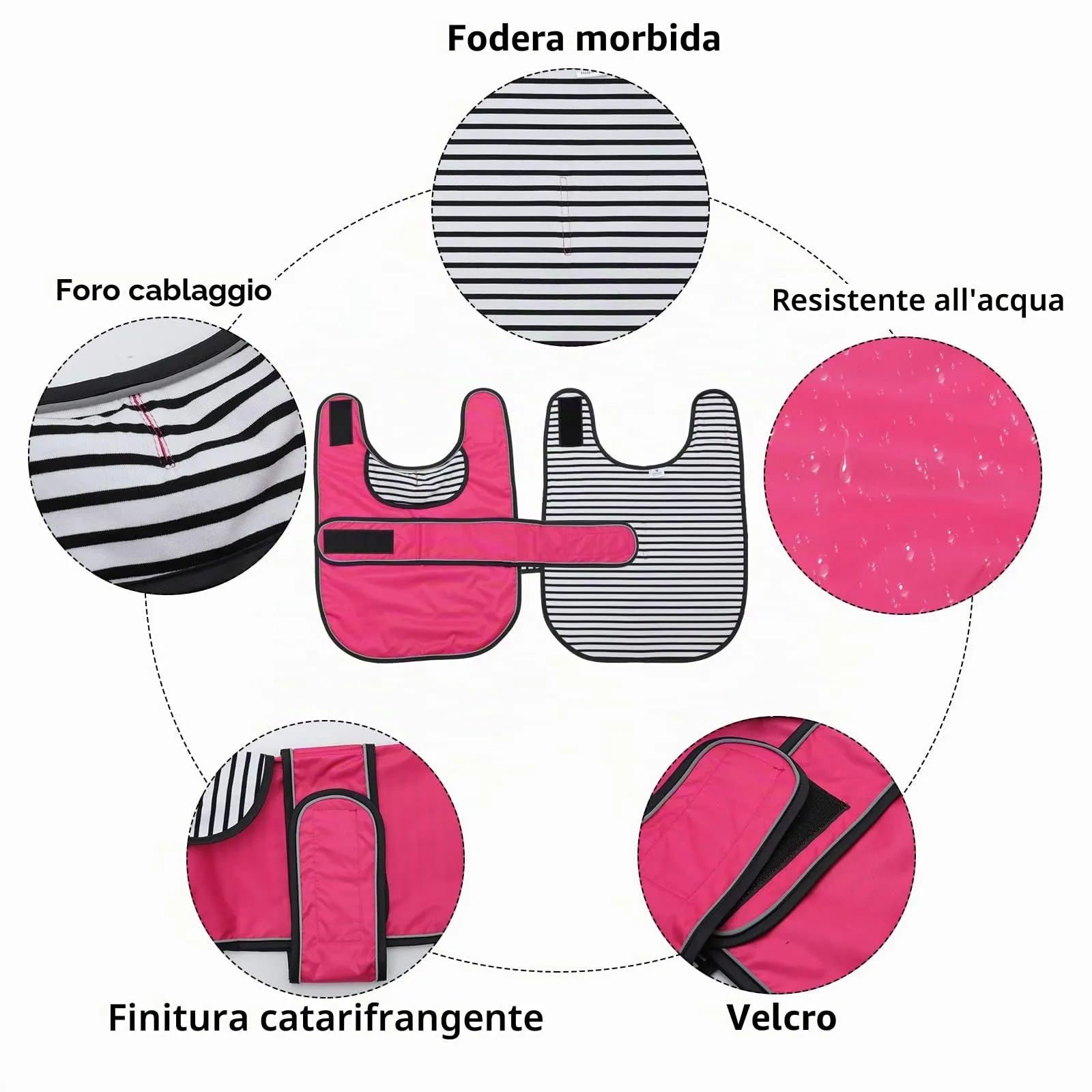 Geyecete Cappotto Impermeabile per Bassotti e Cani di Taglia Piccola e Media con Cintura Regolabile e Dettagli Riflettenti, Rosa, L - immagine 2