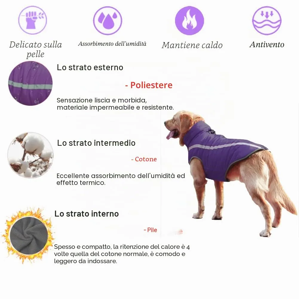 FEimaX Cappotto Invernale per Cani Impermeabile, Antivento e Riflettente con Foro per Imbracatura, Viola, XL - immagine 4