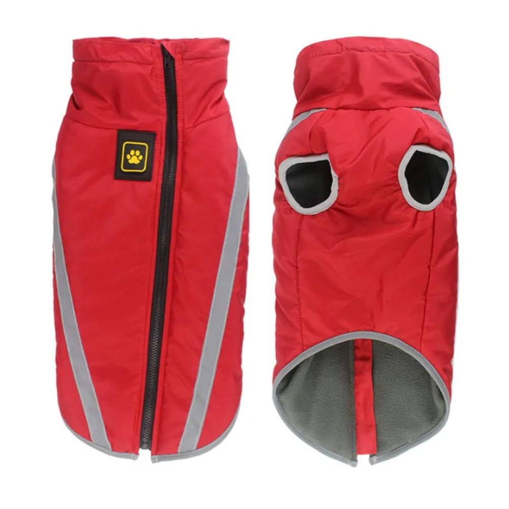 FEimaX Cappotto Invernale per Cani, Giacca Impermeabile, Antivento e Riflettente con Foro per Imbracatura, Taglia XL, Rosso - immagine 1