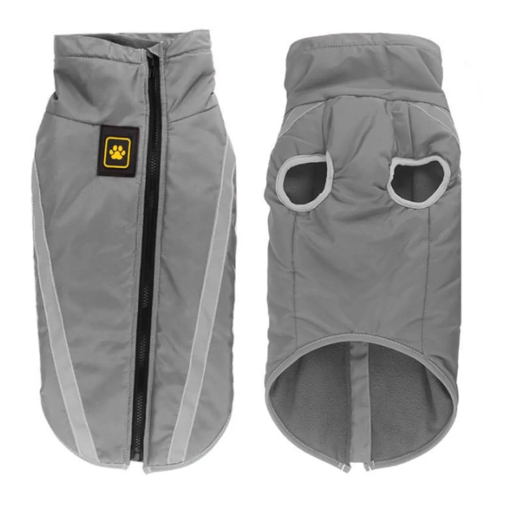 FEimaX Cappotto Invernale per Cani, Giacca Impermeabile Antivento Riflettente in Pile con Foro per Imbracatura, Grigio, 5XL - immagine 1