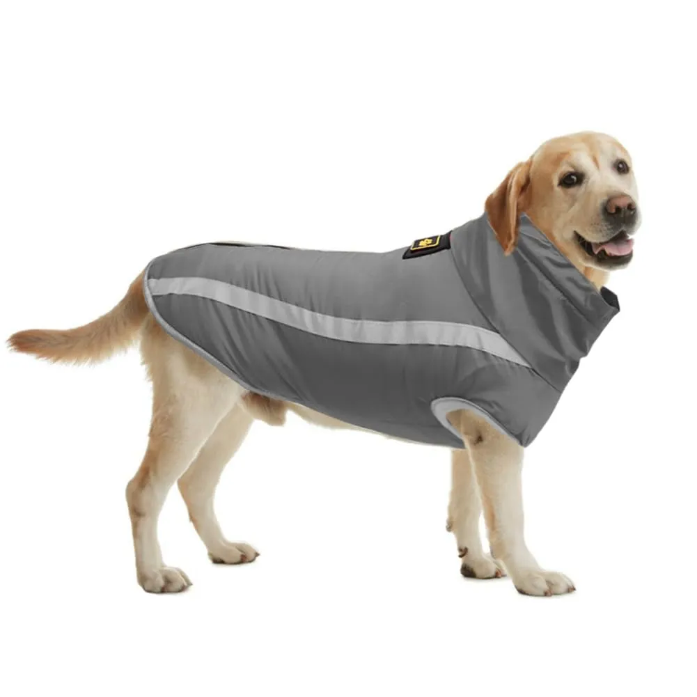 FEimaX Cappotto Invernale per Cani, Giacca Impermeabile Antivento Riflettente in Pile con Foro per Imbracatura, Grigio, 5XL - immagine 2