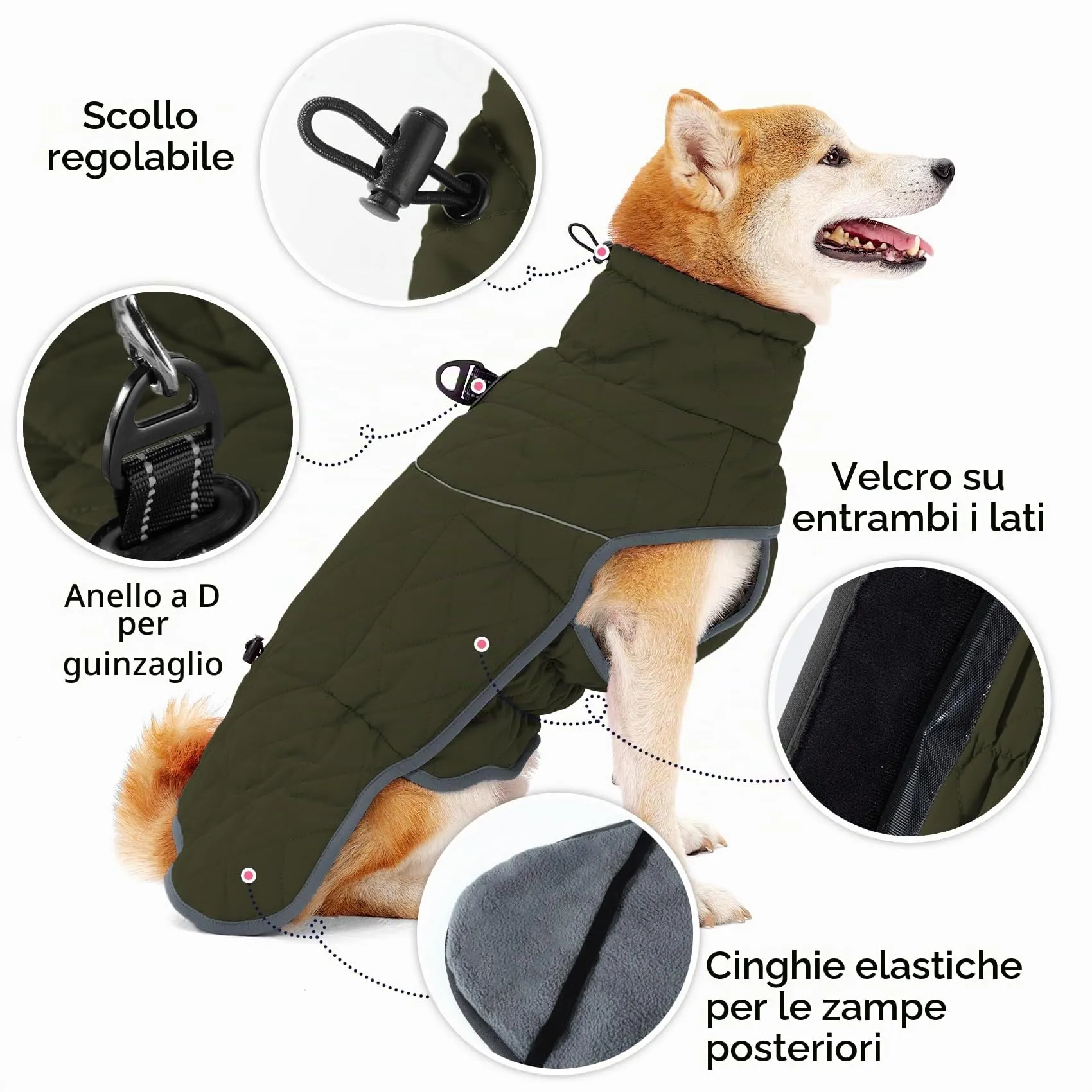 HEYWEAN Cappotto Impermeabile per Cani, Giacca Invernale Foderata in Pile Riflettente con D-Ring - immagine 3
