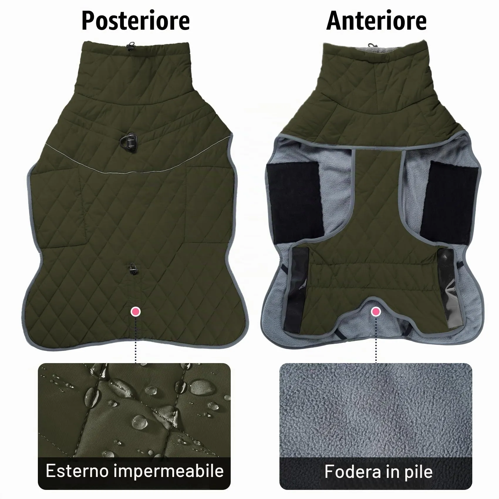 HEYWEAN Cappotto Impermeabile per Cani, Giacca Invernale Foderata in Pile Riflettente con D-Ring - immagine 4