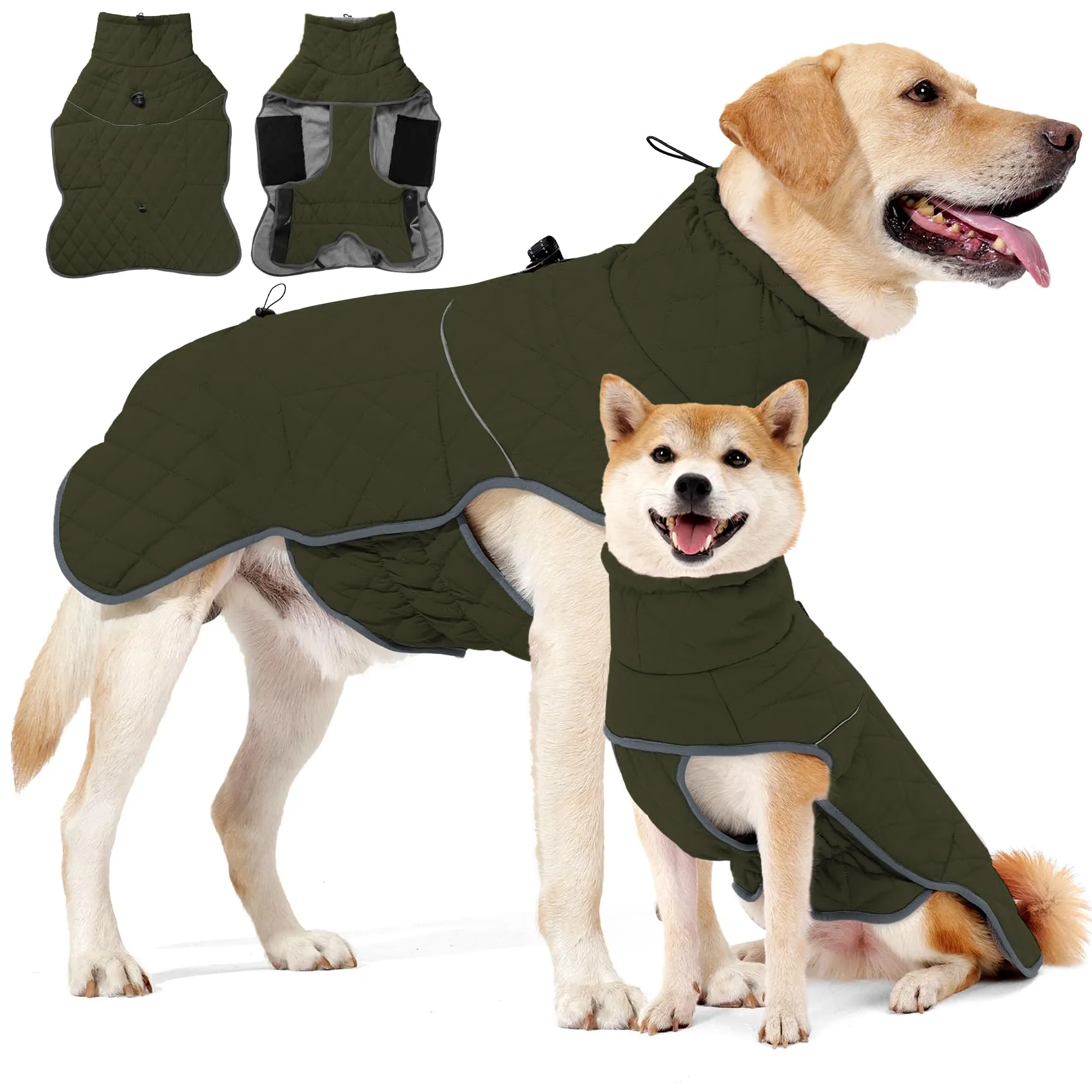 HEYWEAN Cappotto Impermeabile per Cani, Giacca Invernale Foderata in Pile con D-Ring e Strisce Riflettenti - immagine 1