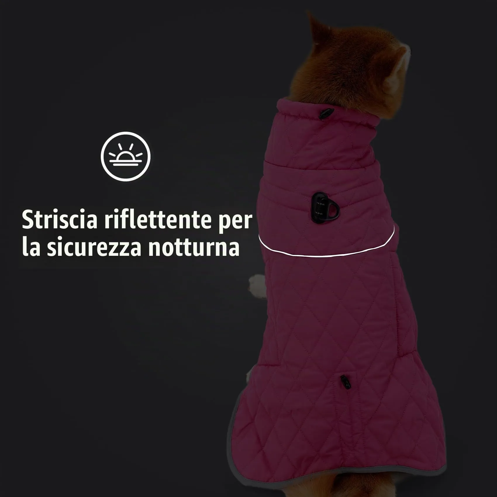 HEYWEAN Cappotto Impermeabile Invernale per Cani Foderato in Pile con D-Ring e Strisce Riflettenti, Rosa, XXL - immagine 6