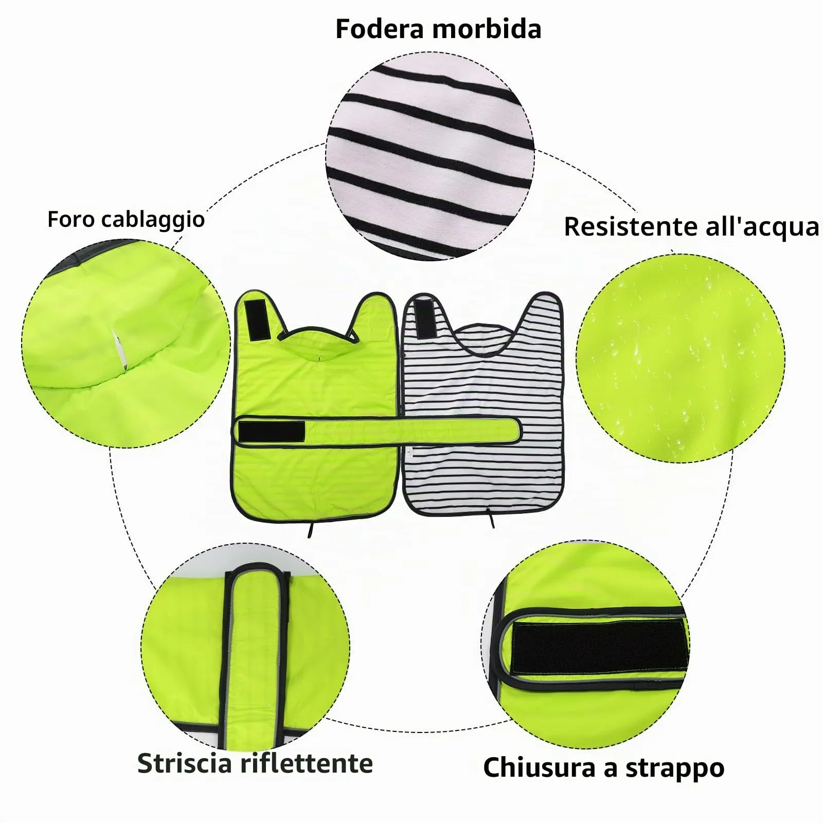 Geyecete Cappotto Impermeabile per Bassotti e Cani di Piccola e Media Taglia con Cintura Regolabile e Dettagli Riflettenti, Verde, S - immagine 3