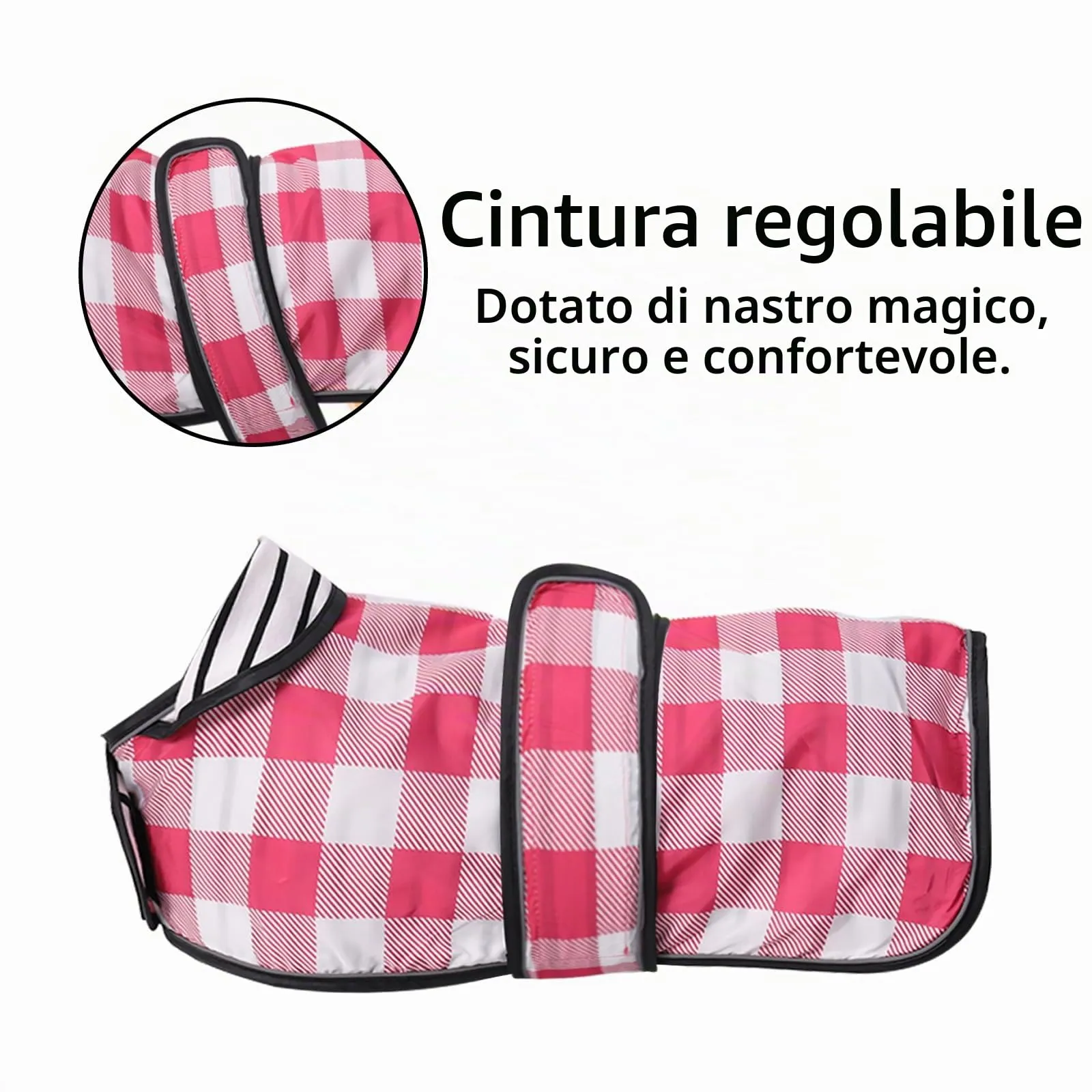 Geyecete Cappotto Impermeabile per Bassotti e Cani di Piccola-Media Taglia, Rosa Quadri - S - immagine 3