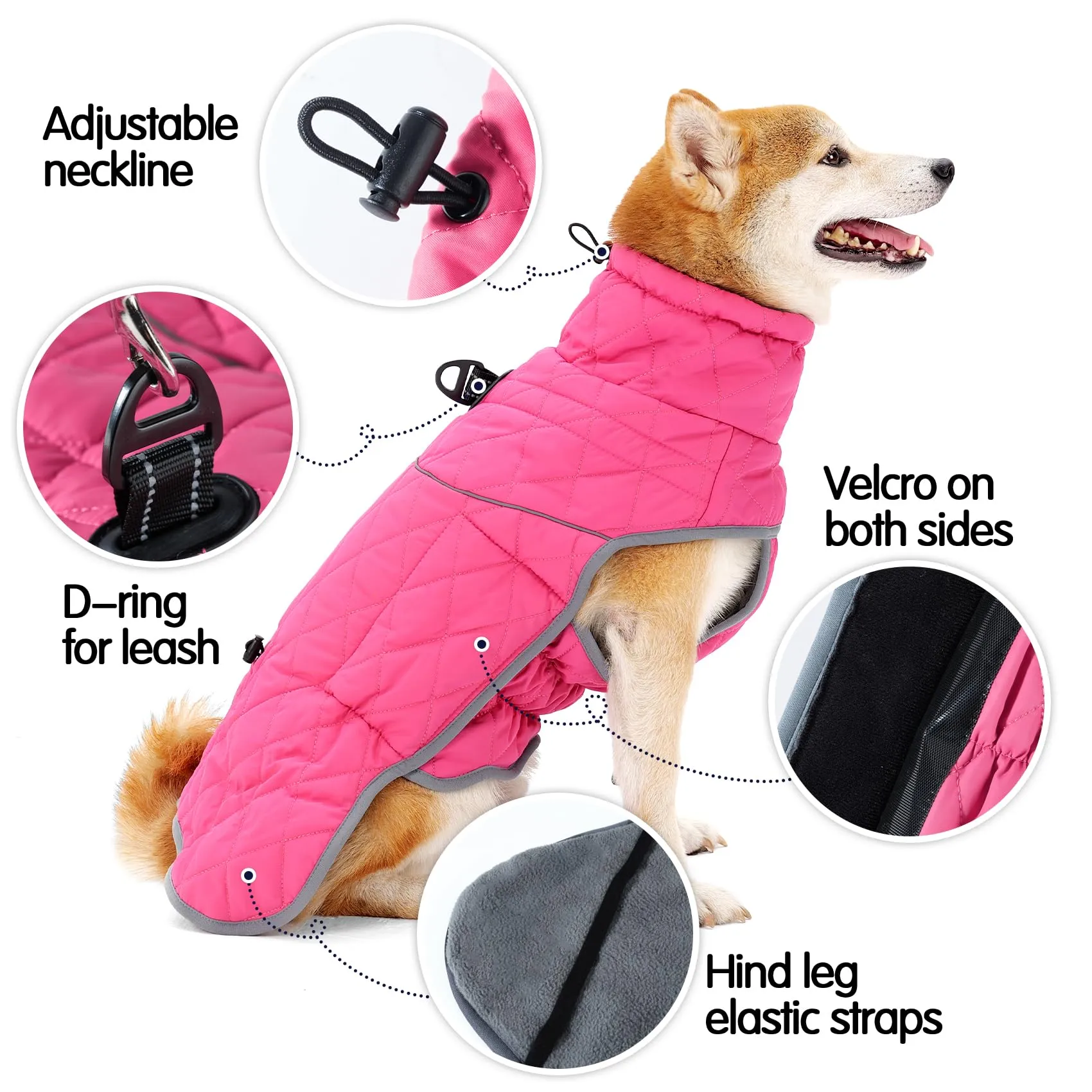 HEYWEAN Cappotto Invernale Impermeabile per Cani con Fodera in Pile, Riflettente e D-Ring - immagine 3