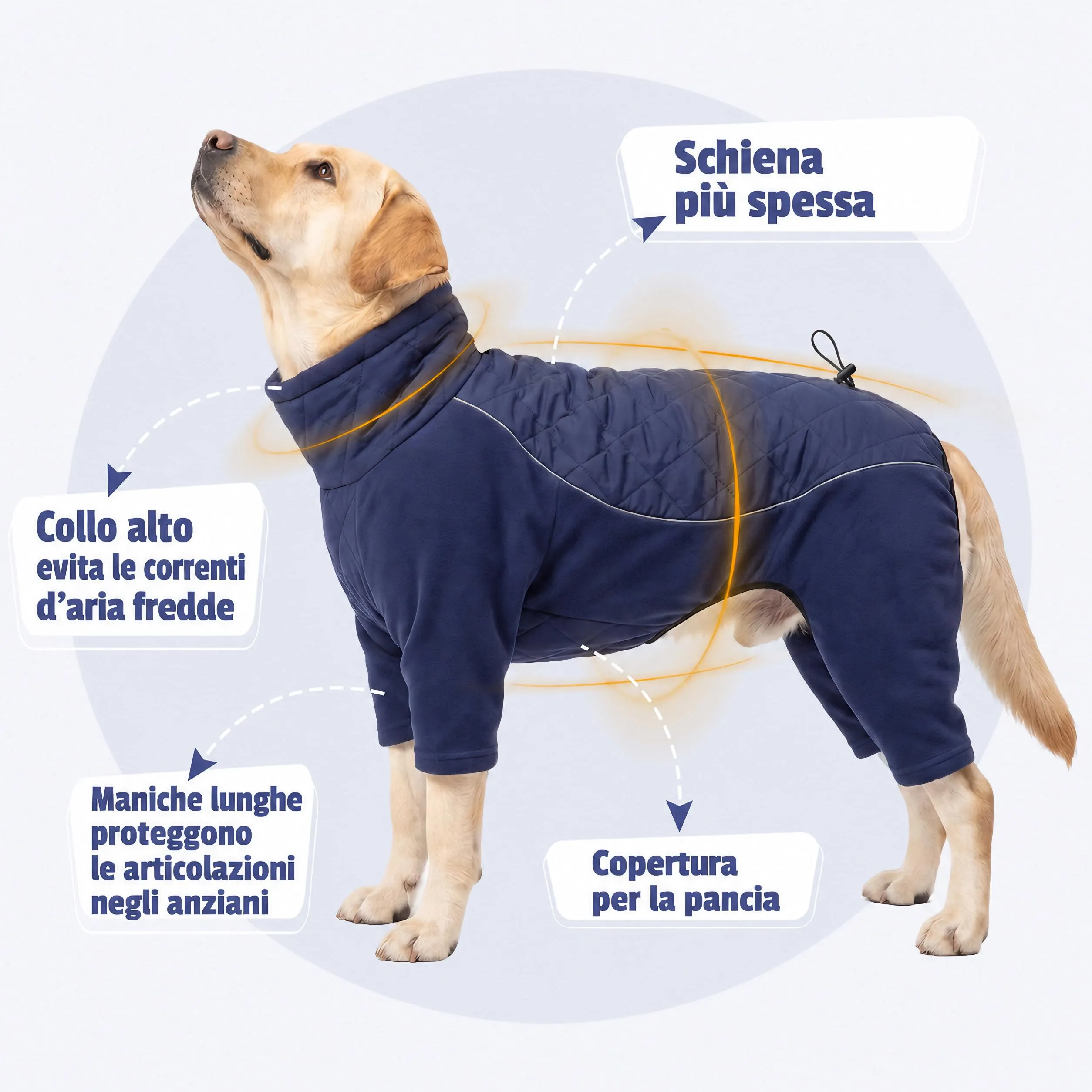 HEYWEAN Manteau Chien à Pattes Coupe-Vent Réfléchissant Ajustable Hiver, XL, Bleu - immagine 3
