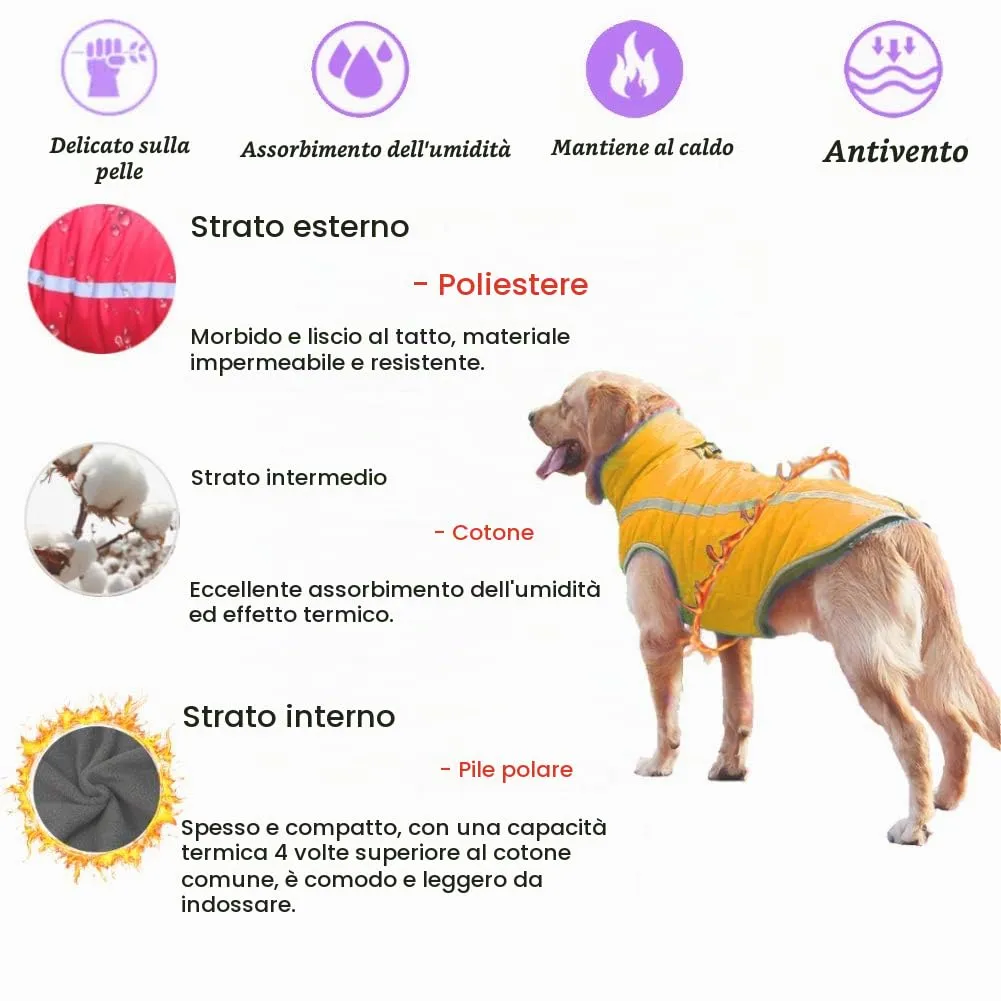 FEimaX Cappotto Invernale per Cani, Giacca Impermeabile Antivento e Riflettente in Pile con Foro per Imbracatura - immagine 4